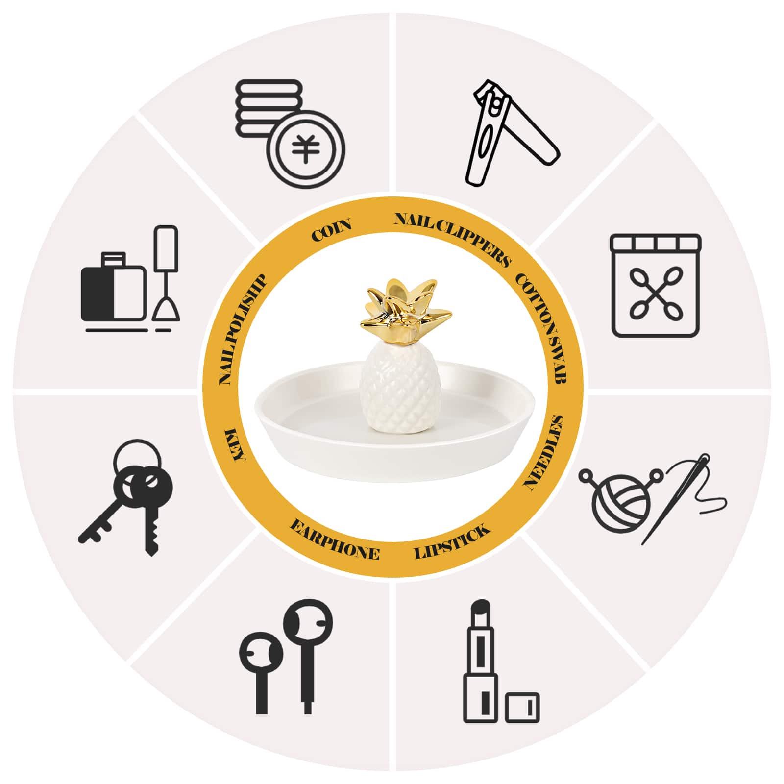 NEX™ 6" Pineapple Ceramic Jewelry Holder