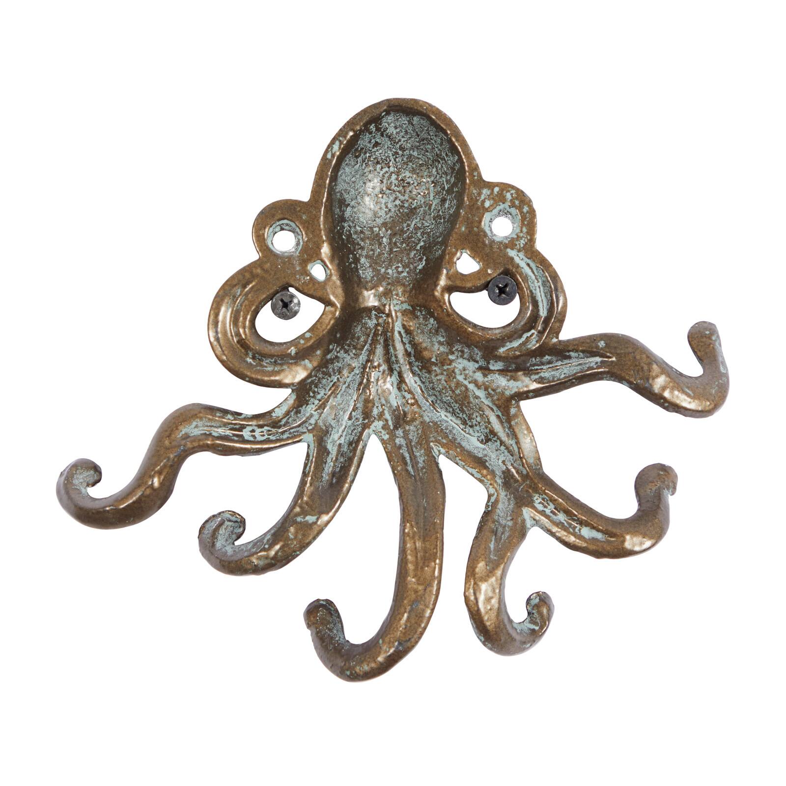 Set of 2 Bronze Metal Coastal Wall Hook, 8" x 7"