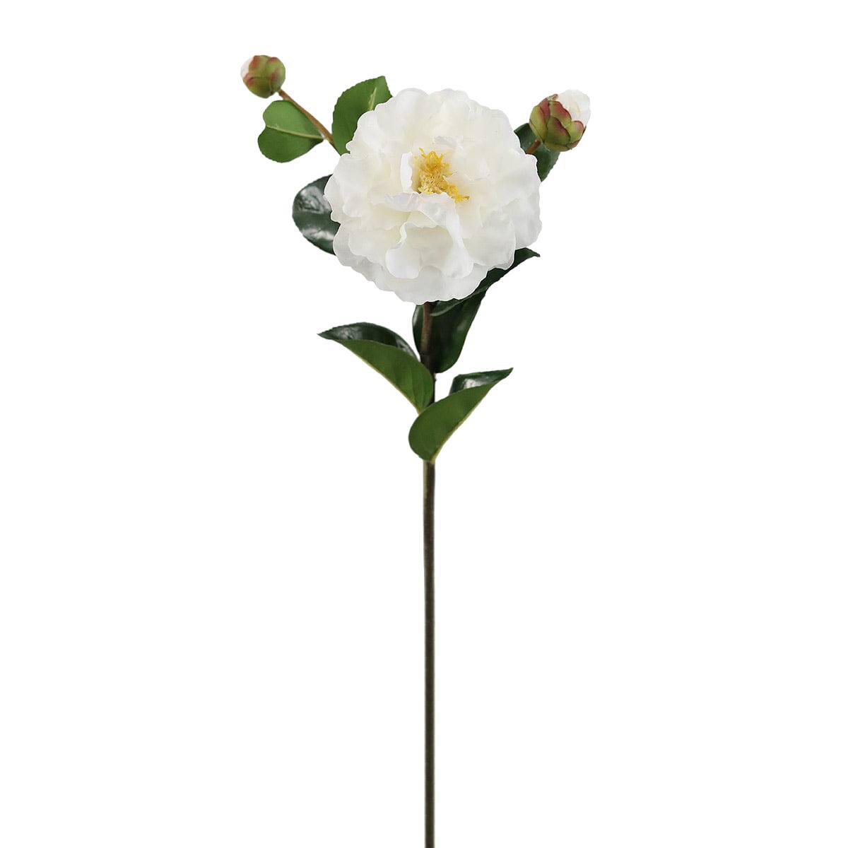 Prestige Botanicals 28.5" Artificial Real Touch White Camellia Stem