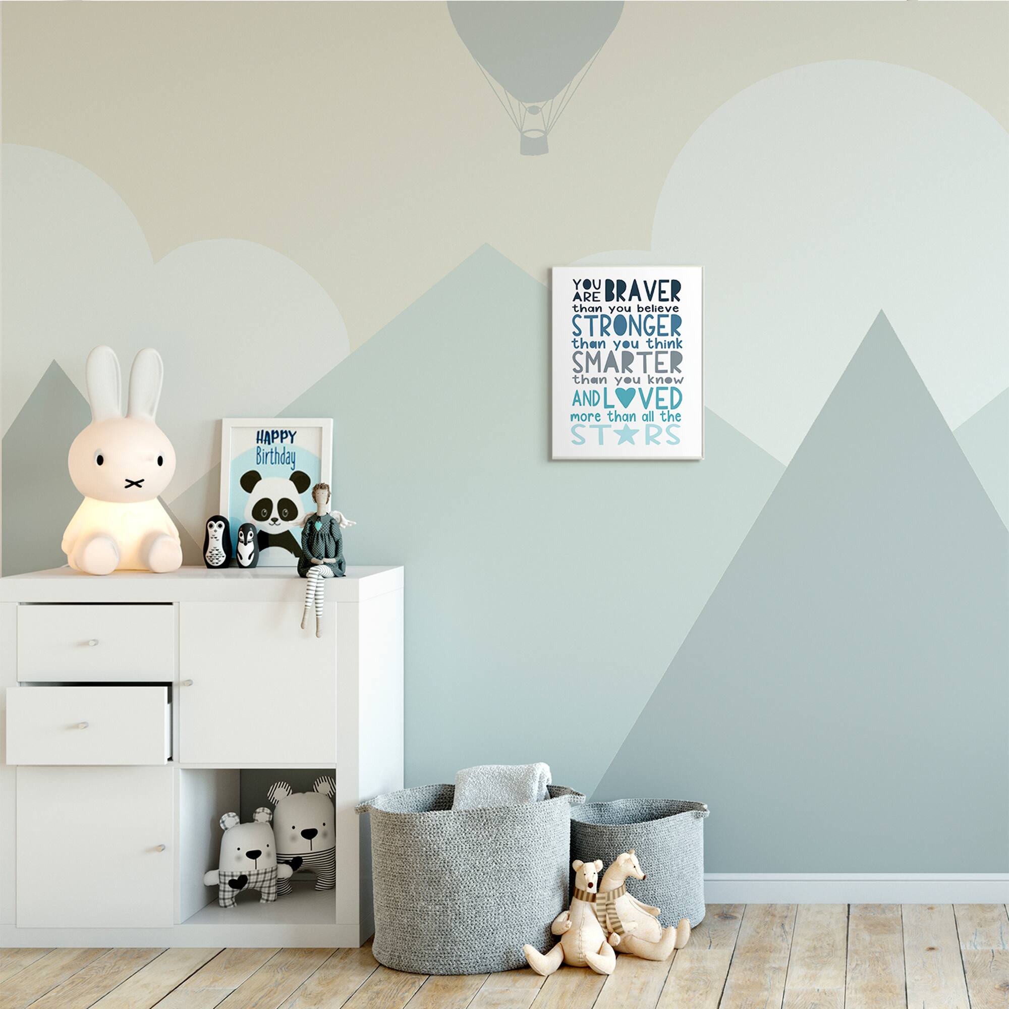 Stupell Industries Braver Stronger Smarter and Love Phrase Blue Typography Wall Plaque