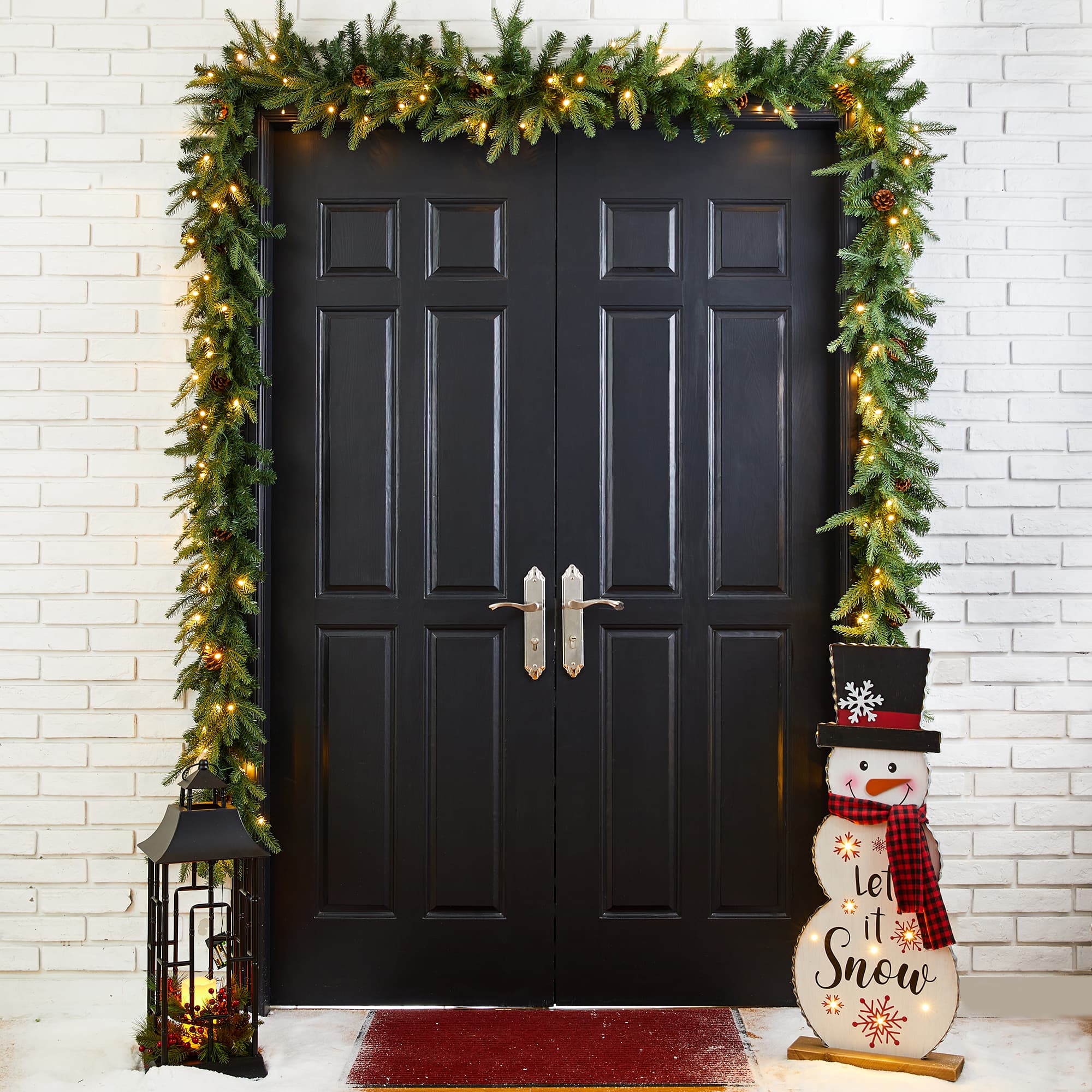 Glitzhome® 9ft. LED Greenery Pinecone Christmas Garlands, 2ct.