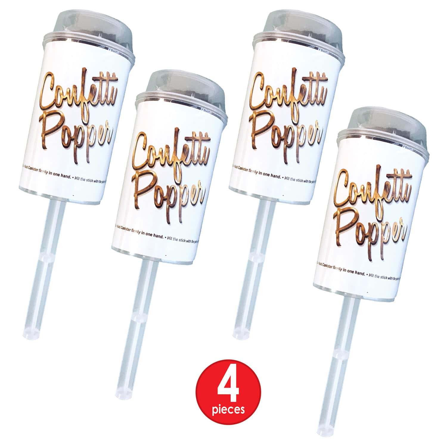 Beistle 1/2" Silver Push Up Confetti Poppers, 4ct.