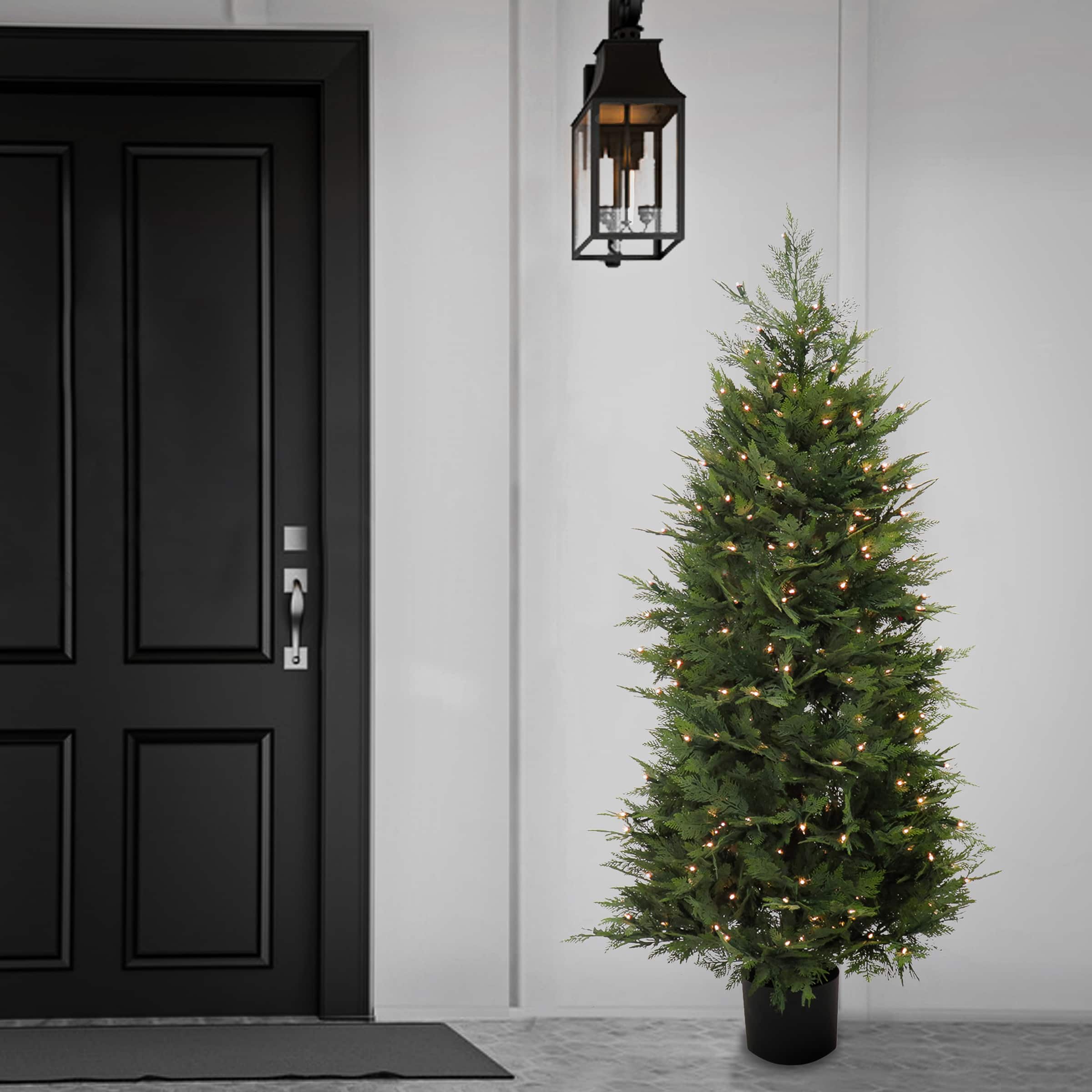 5ft. Pre-Lit Cypress Tree in Nursery Pot