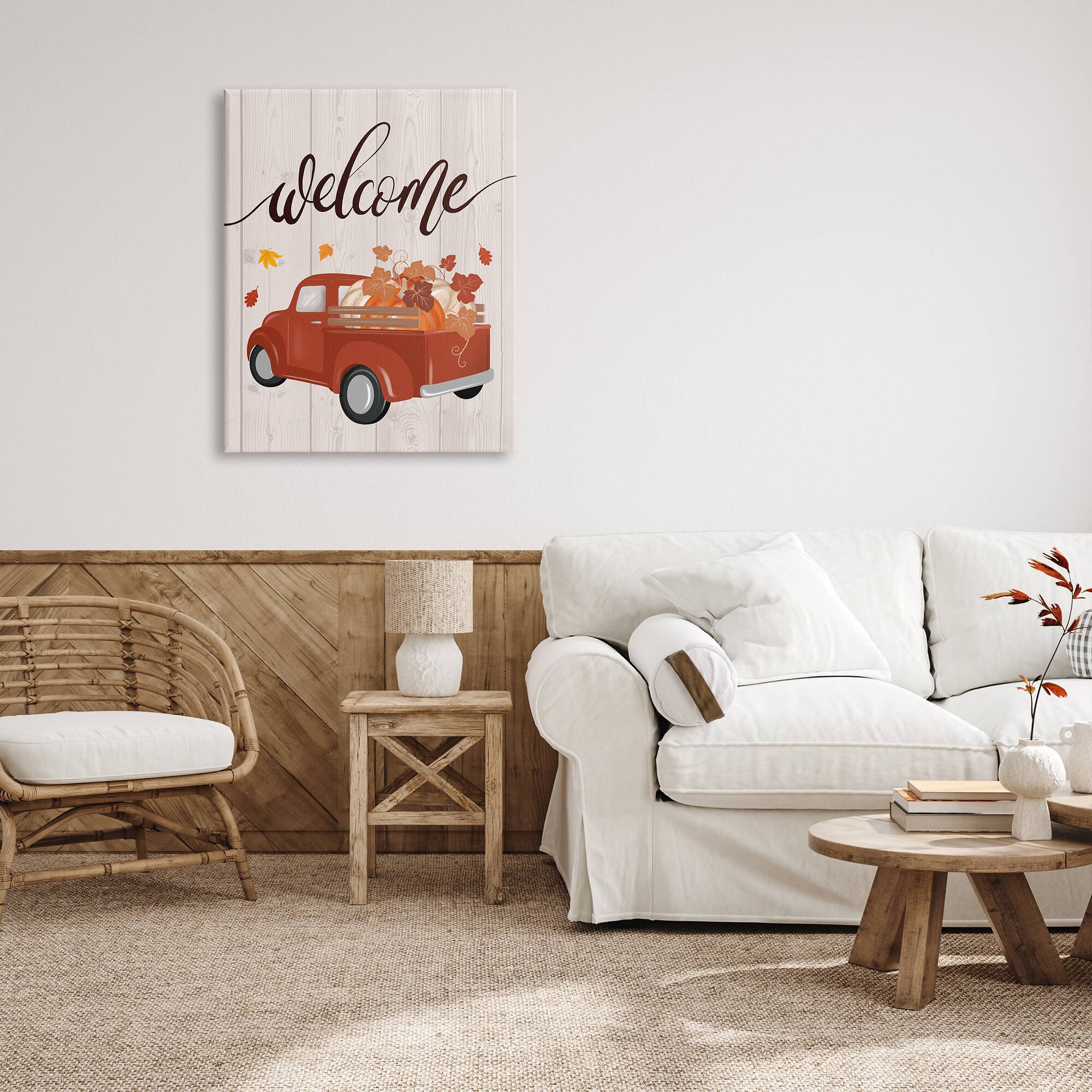 Stupell Industries Country Pumpkin Harvest Welcome Canvas Wall Art