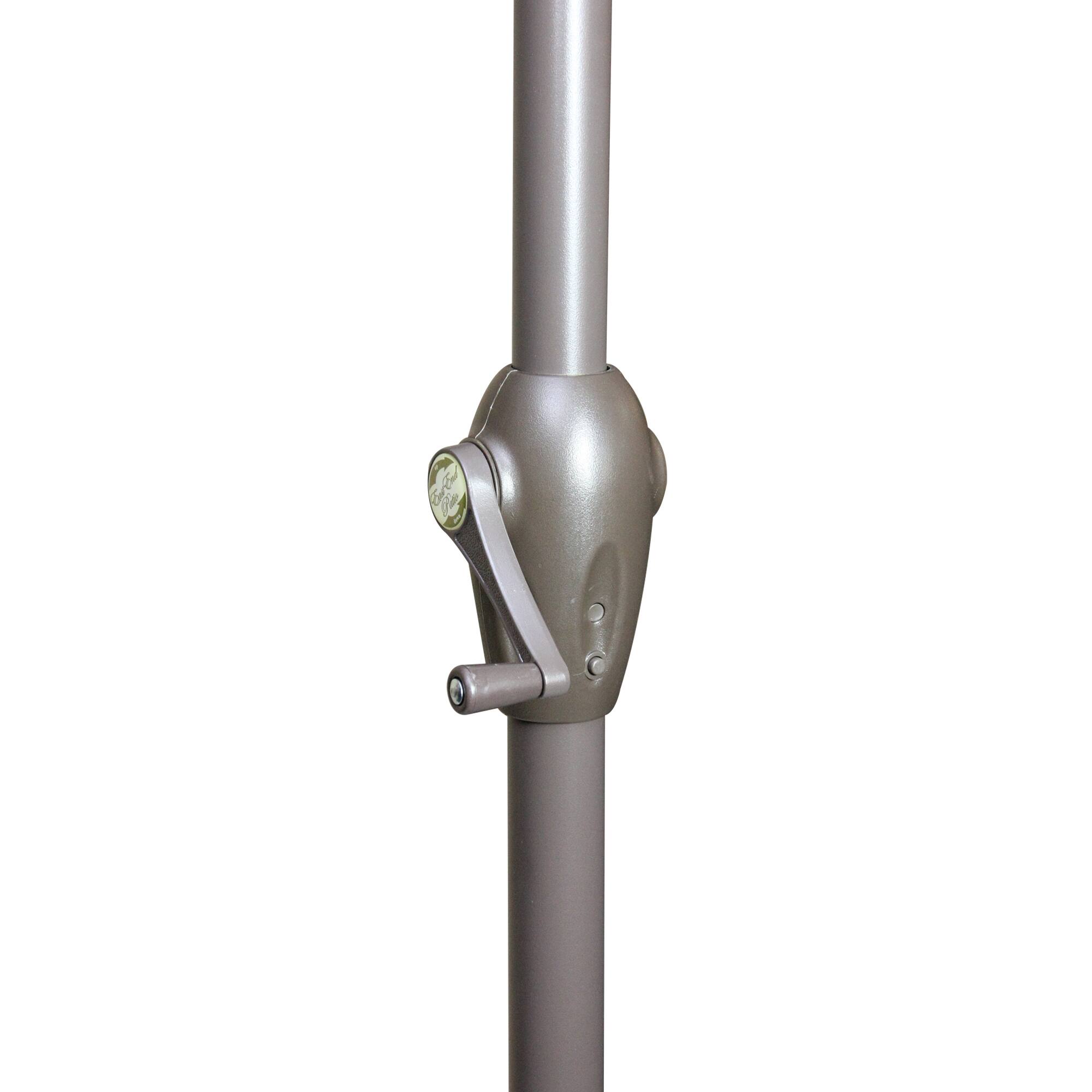 8ft. Burgundy & White Stripe Patio Market Umbrella with Hand Crank & Tilt