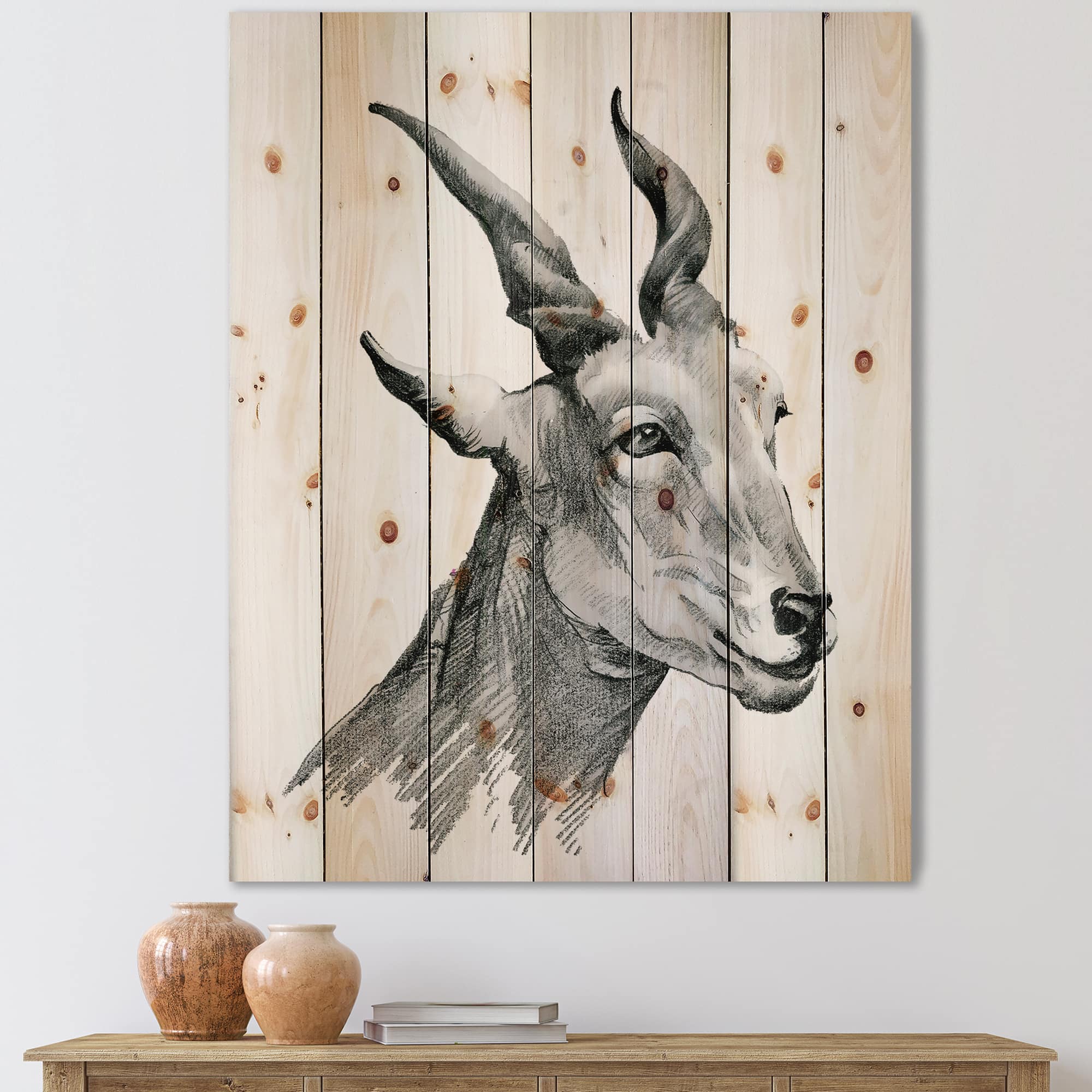Designart - Monochrome Portrait Of Goat I