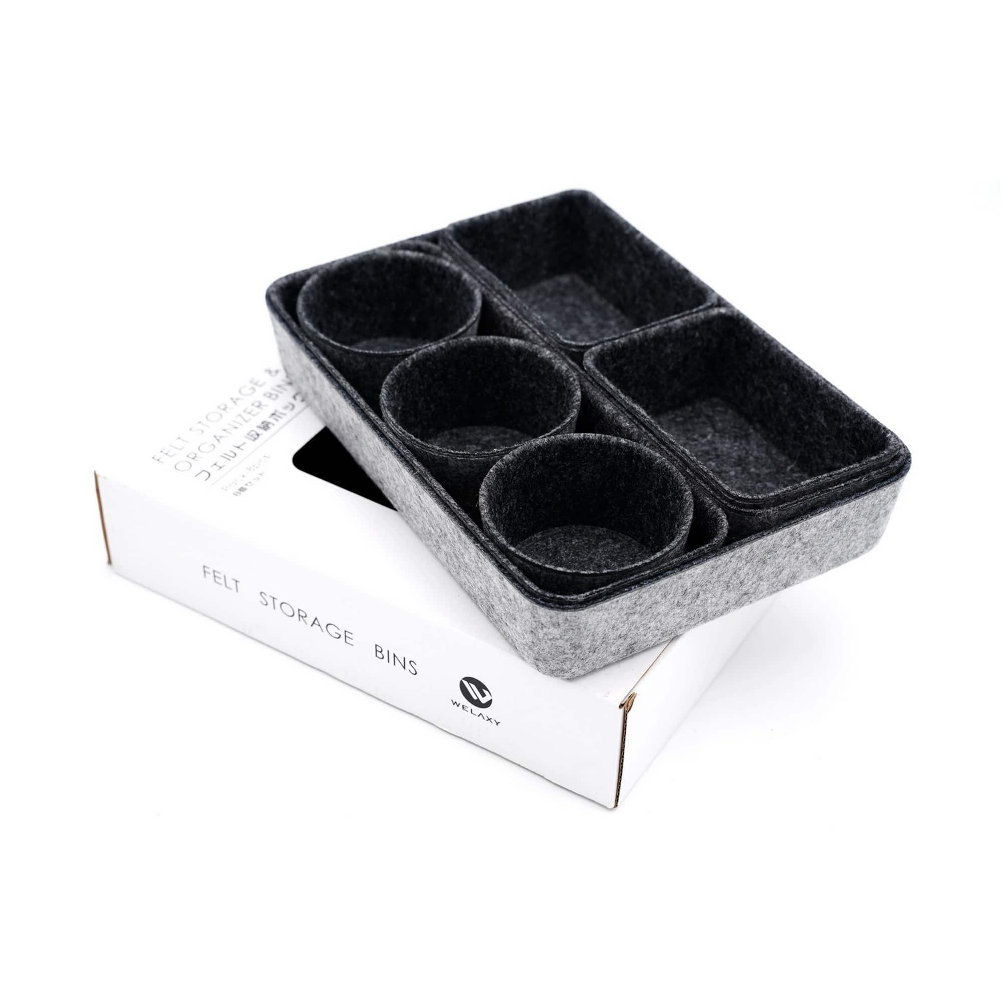 Welaxy 8 Piece Felt Round Cups & Trays Drawer Organizer Set