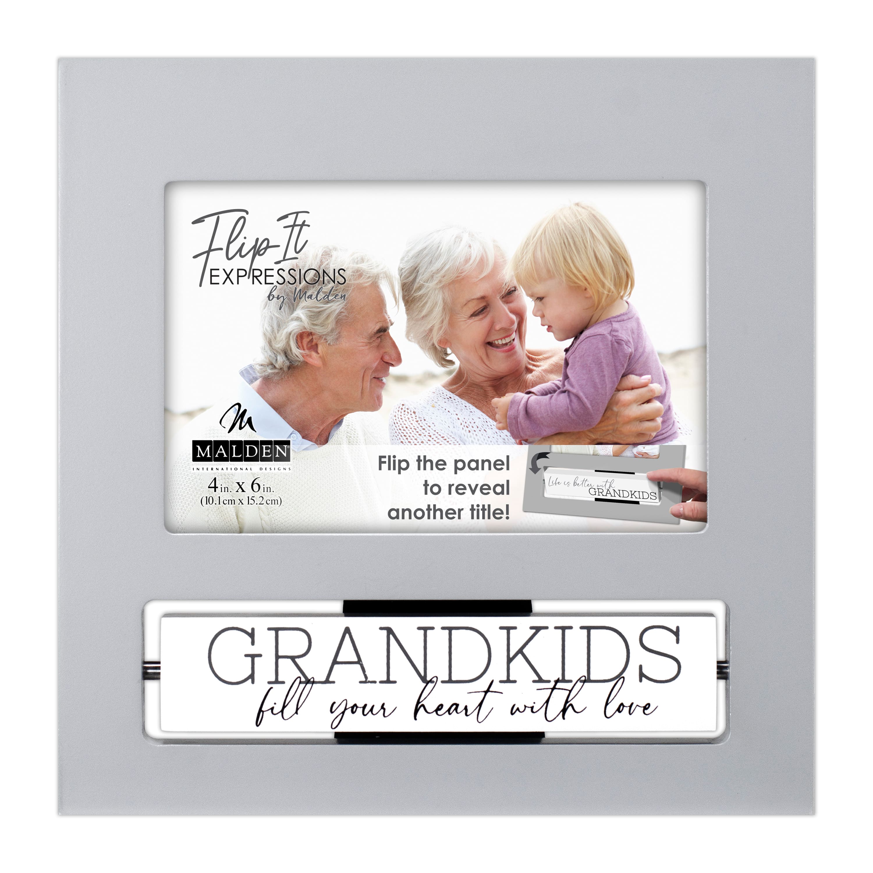 Malden International Designs Grandkids Gray 4" x 6" Flip It Frame