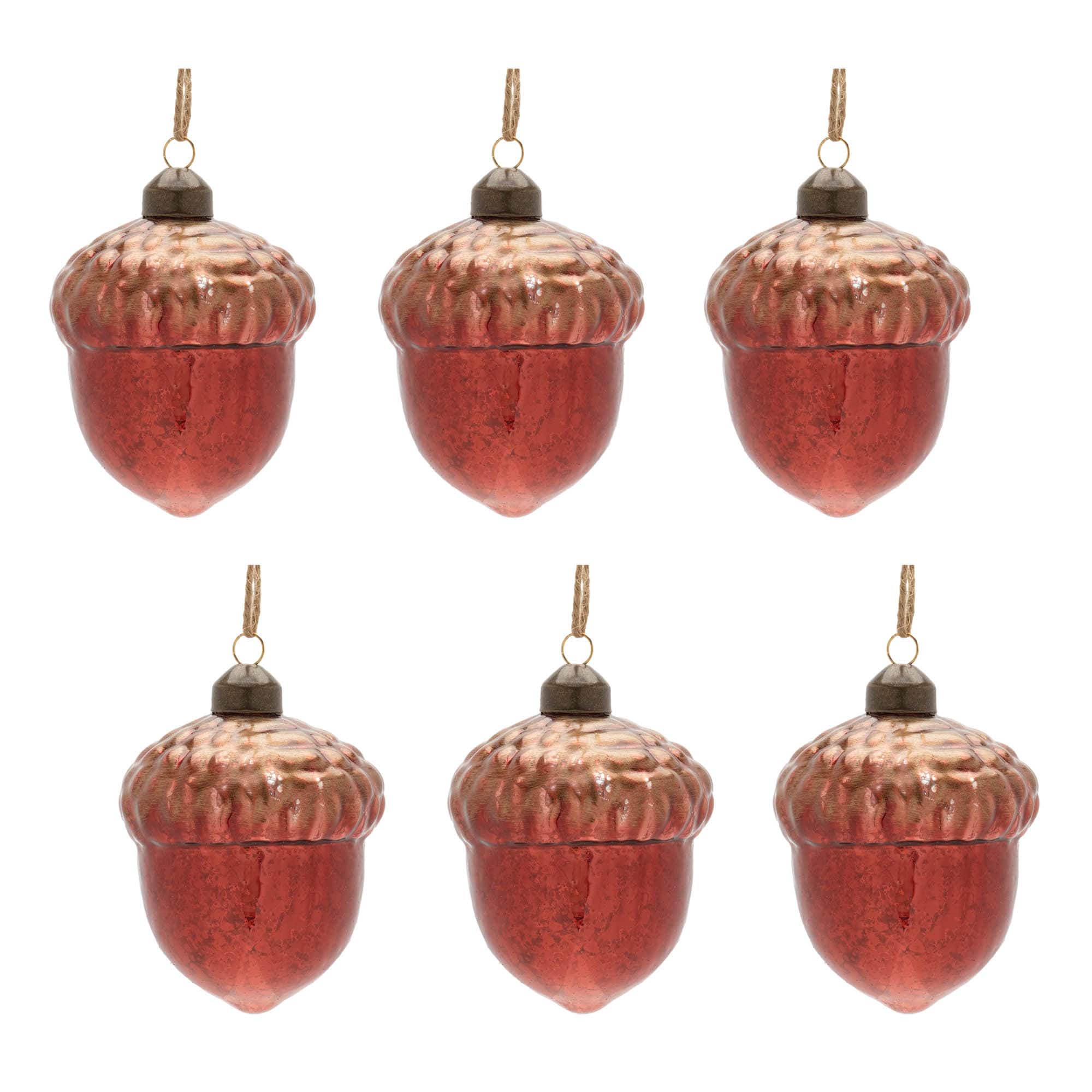 4" Mercury Glass Acorn Ornaments, 6ct.