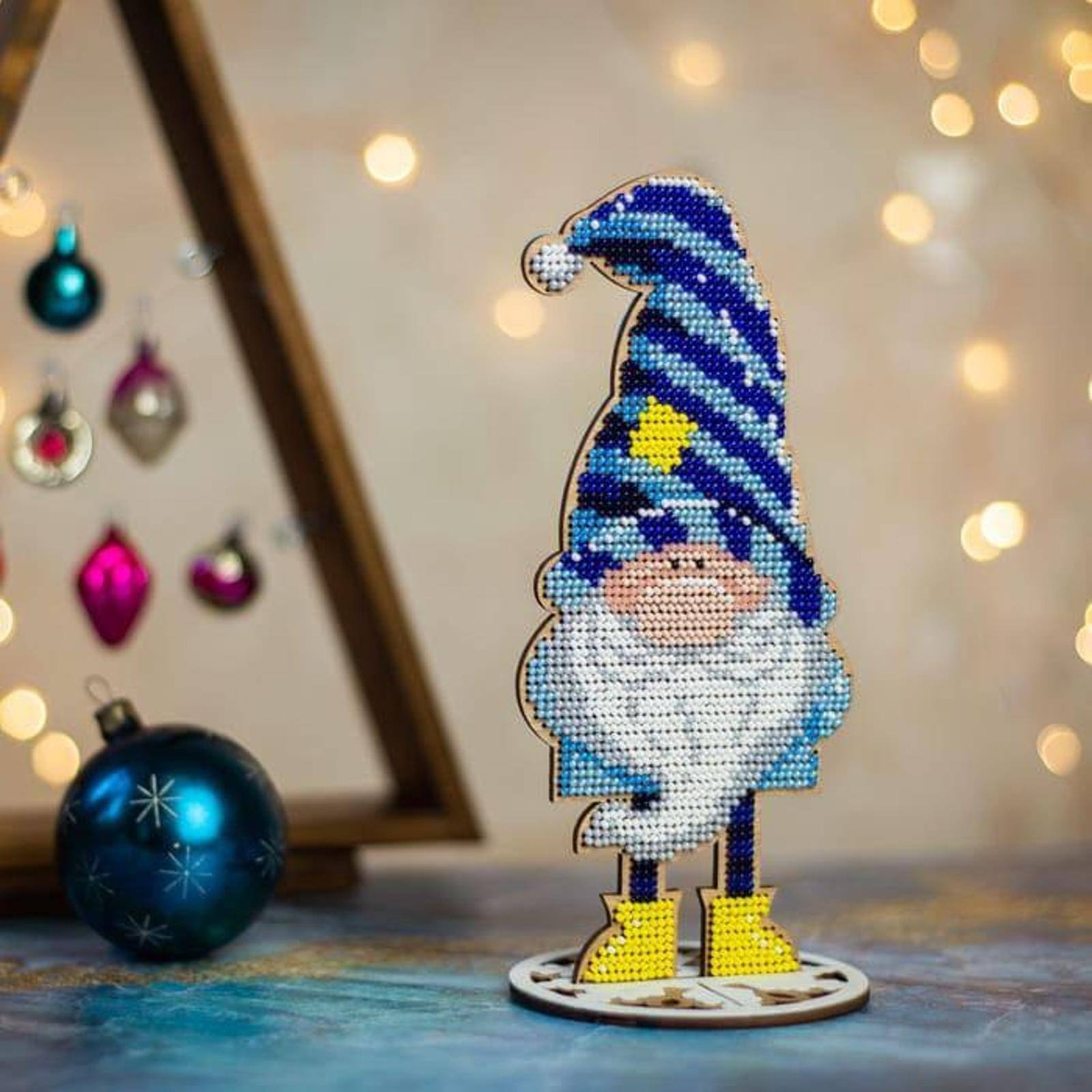 Wonderland Crafts Gnome Bead Embroidery on Wood Kit