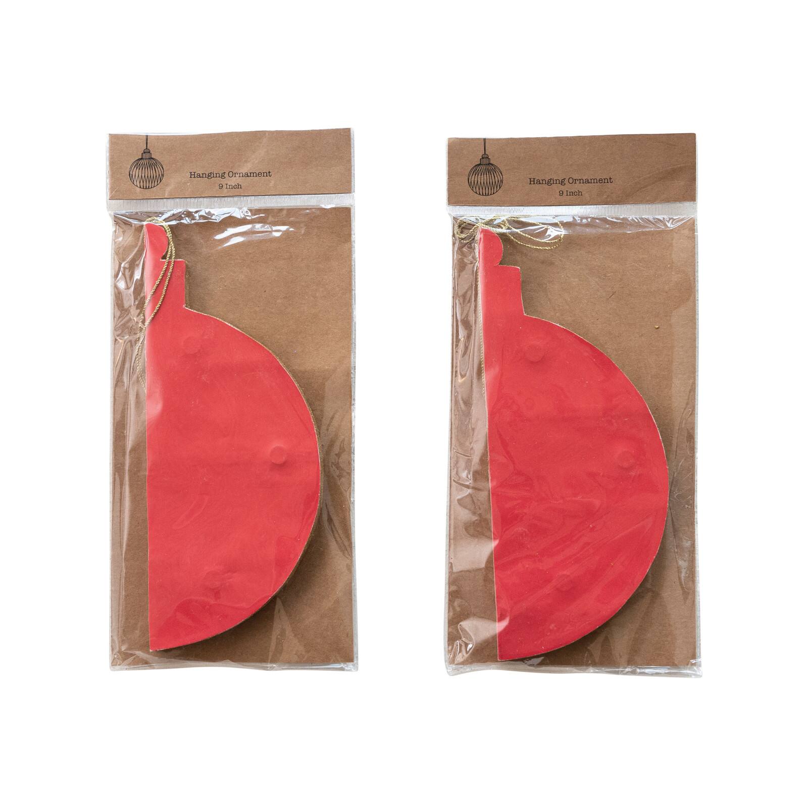 Hello Honey® Red & Cream Glittering Honeycomb Paper Ornaments, 2ct.