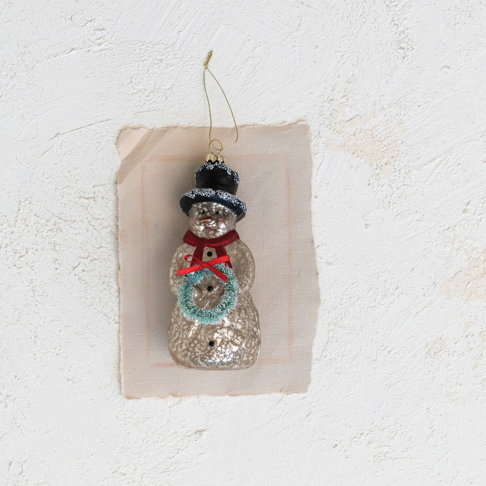 Hello Honey® 5.5" Mercury Glass Snowman with Wreath Ornament