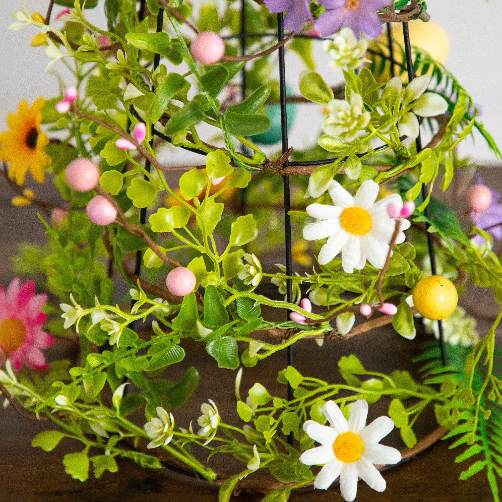24" Artificial Easter Cone Tree with Wild Flowers and Mini Eggs