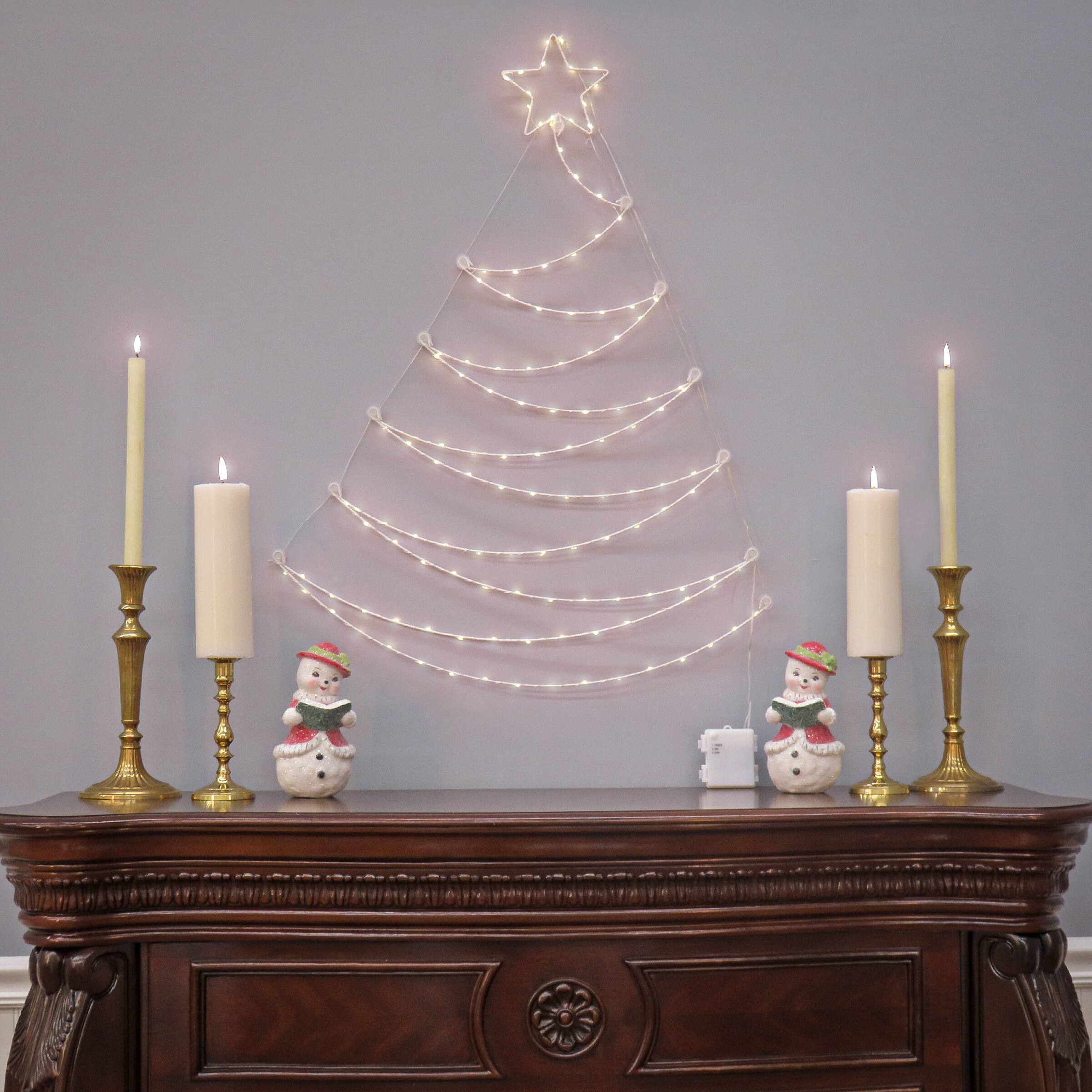 37" Pre-Lit LED Hanging Metal Wire Tree Decoration