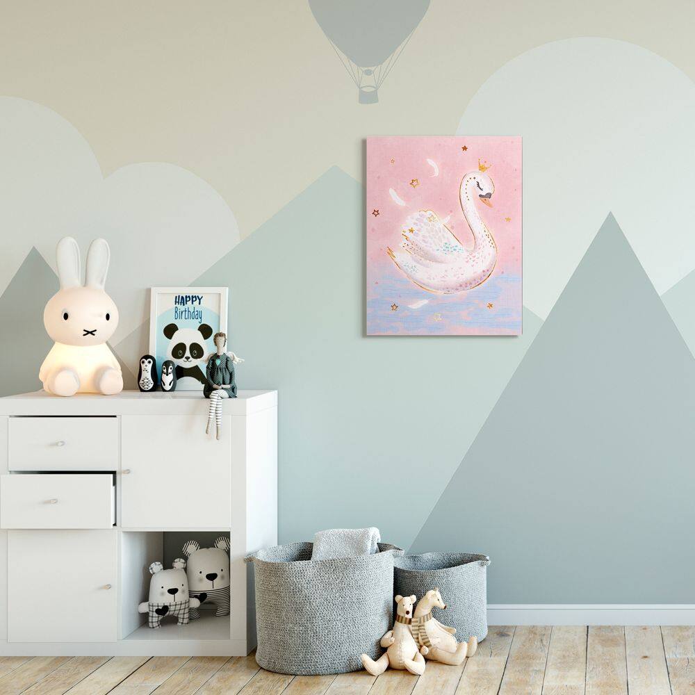 Stupell Industries Princess Swan Lake Girl's Nursery Animal Illustration Canvas Wall Art