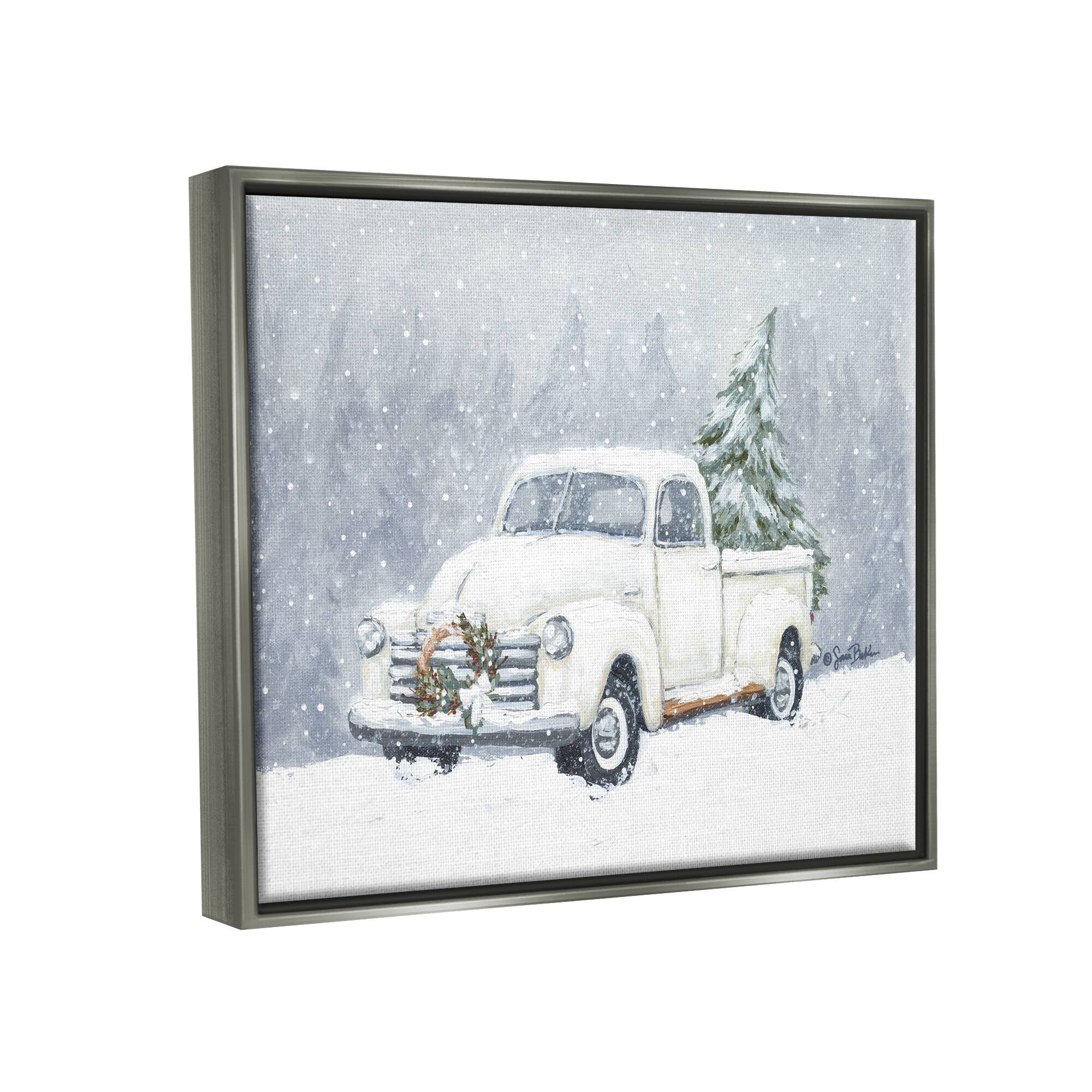 Stupell Industries Seasonal Niveous Snow Truck Scene Framed Floater Canvas Wall Art