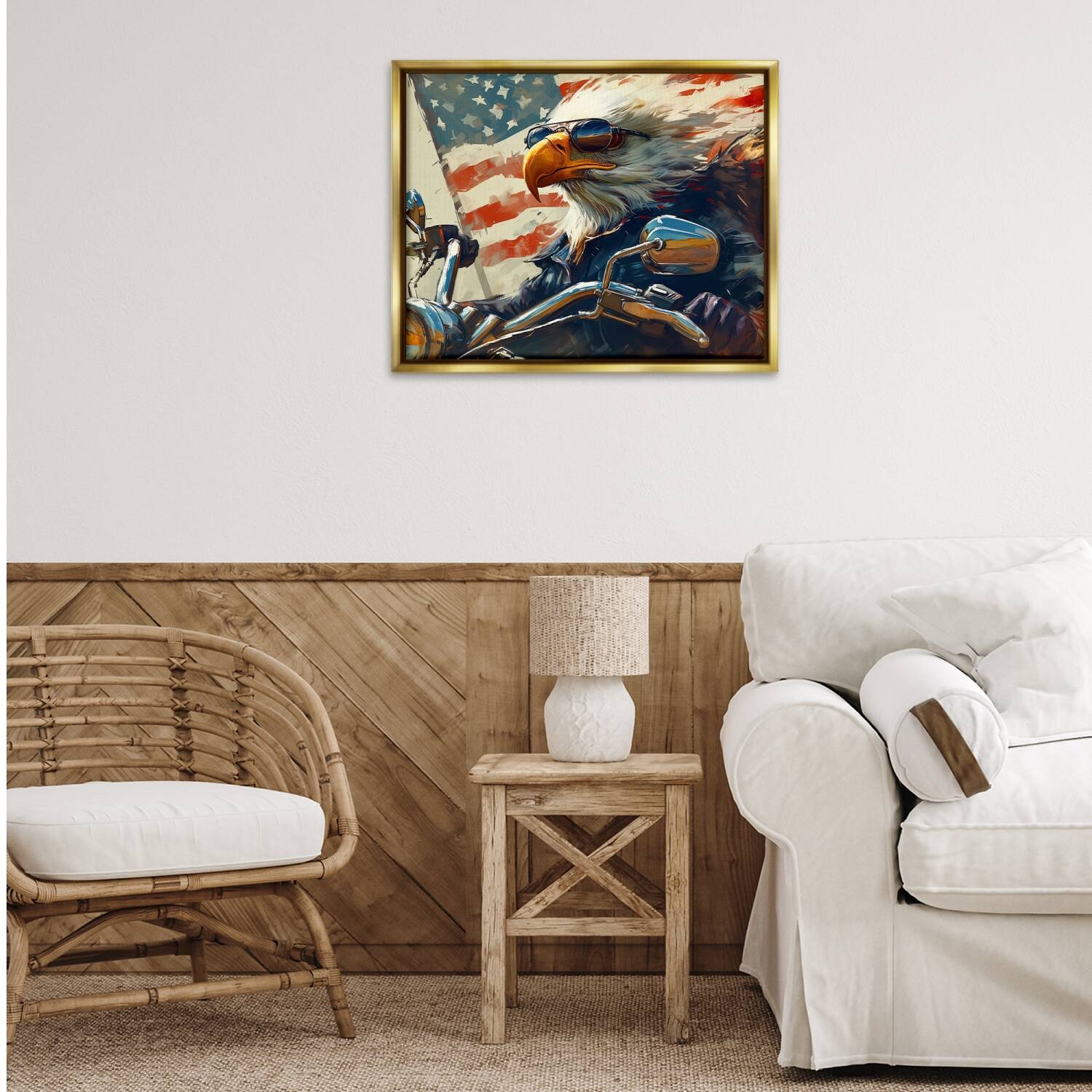 Stupell Industries Patriotic Bald Eagle Floater Framed Art