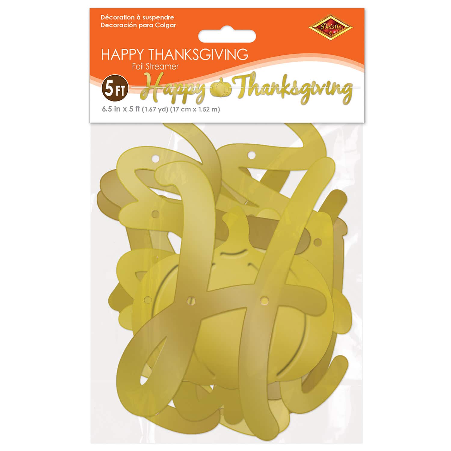 Beistle 6.5" x 5ft. Happy Thanksgiving Foil Streamers, 2ct.