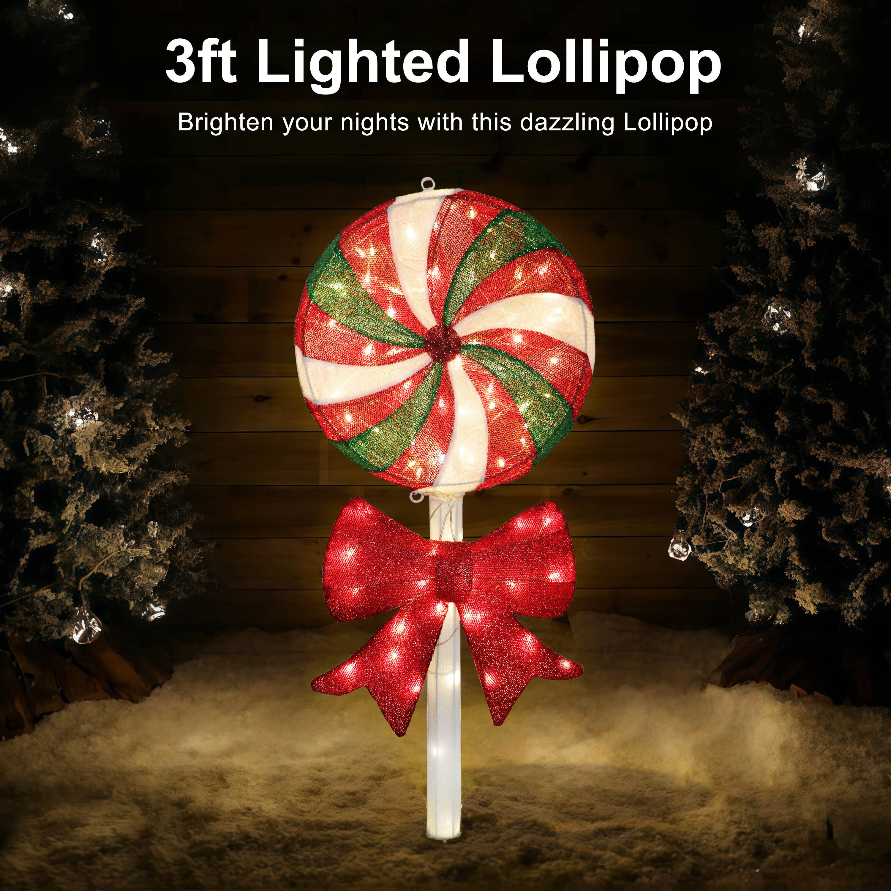 Puleo International 3ft. Pre-Lit Lollipop Christmas Holiday Décor with Warm White LED Lights