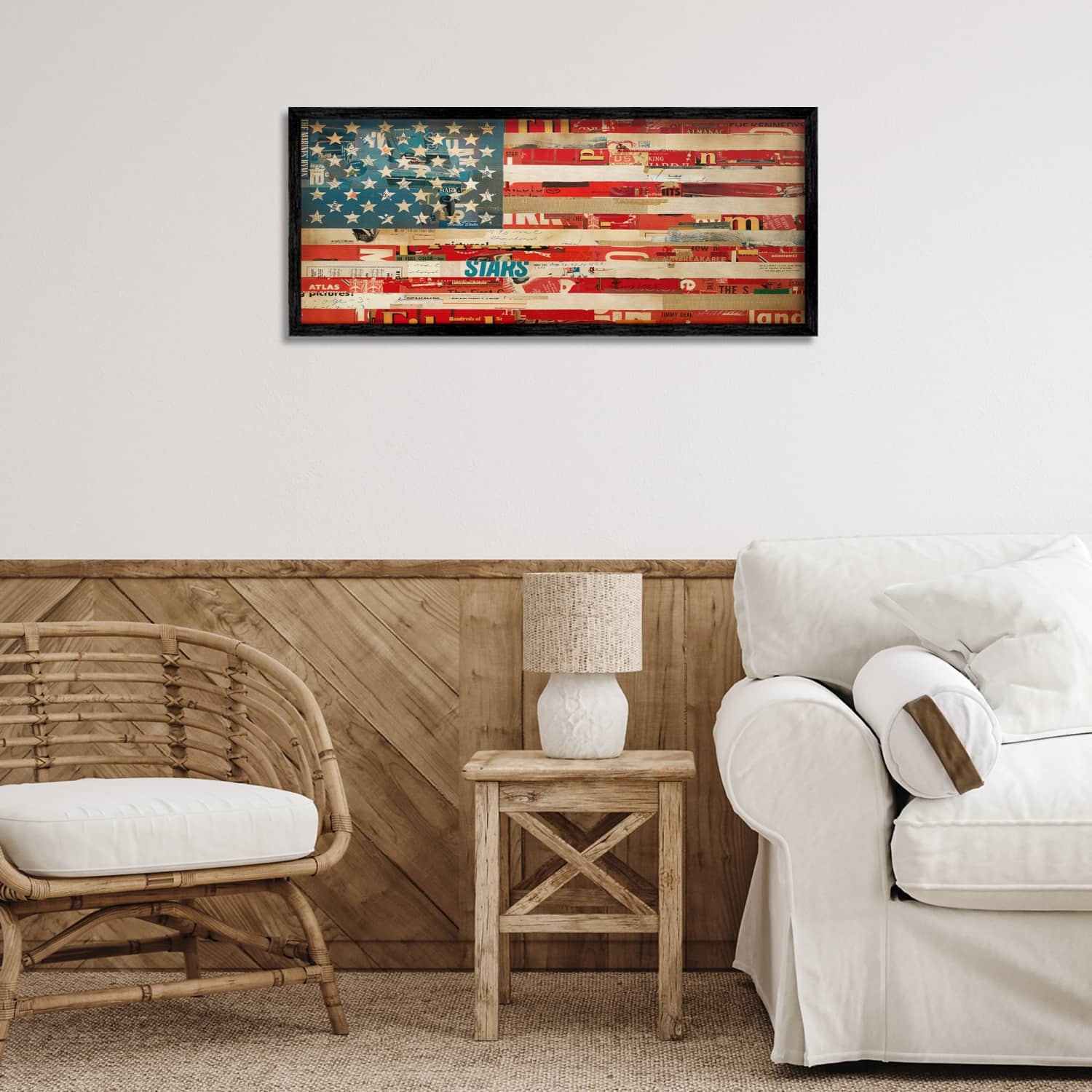 Stupell Industries Patriotic Collaged Flag Framed Giclee Art