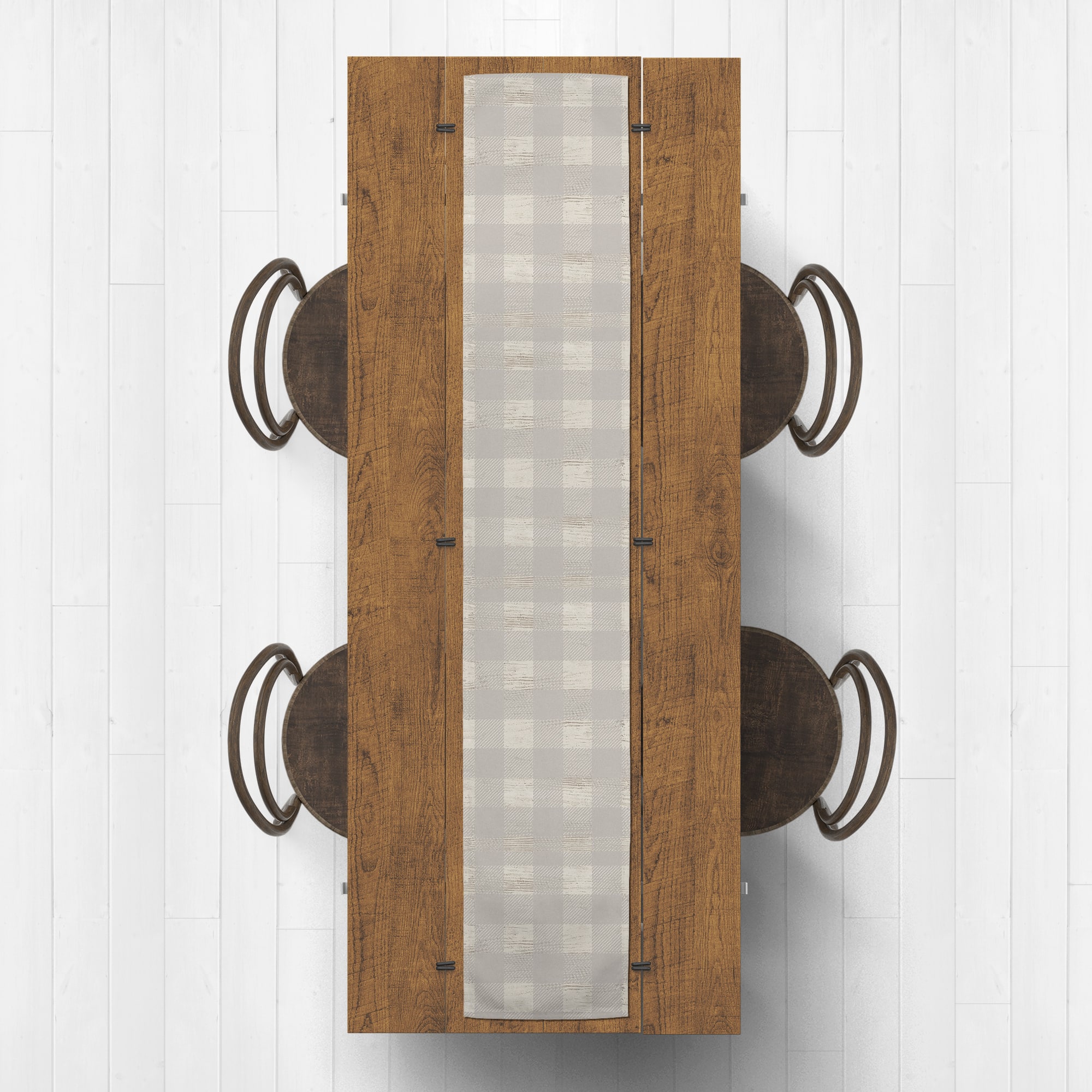 72" Gray Buffalo Check Cotton Twill Runner