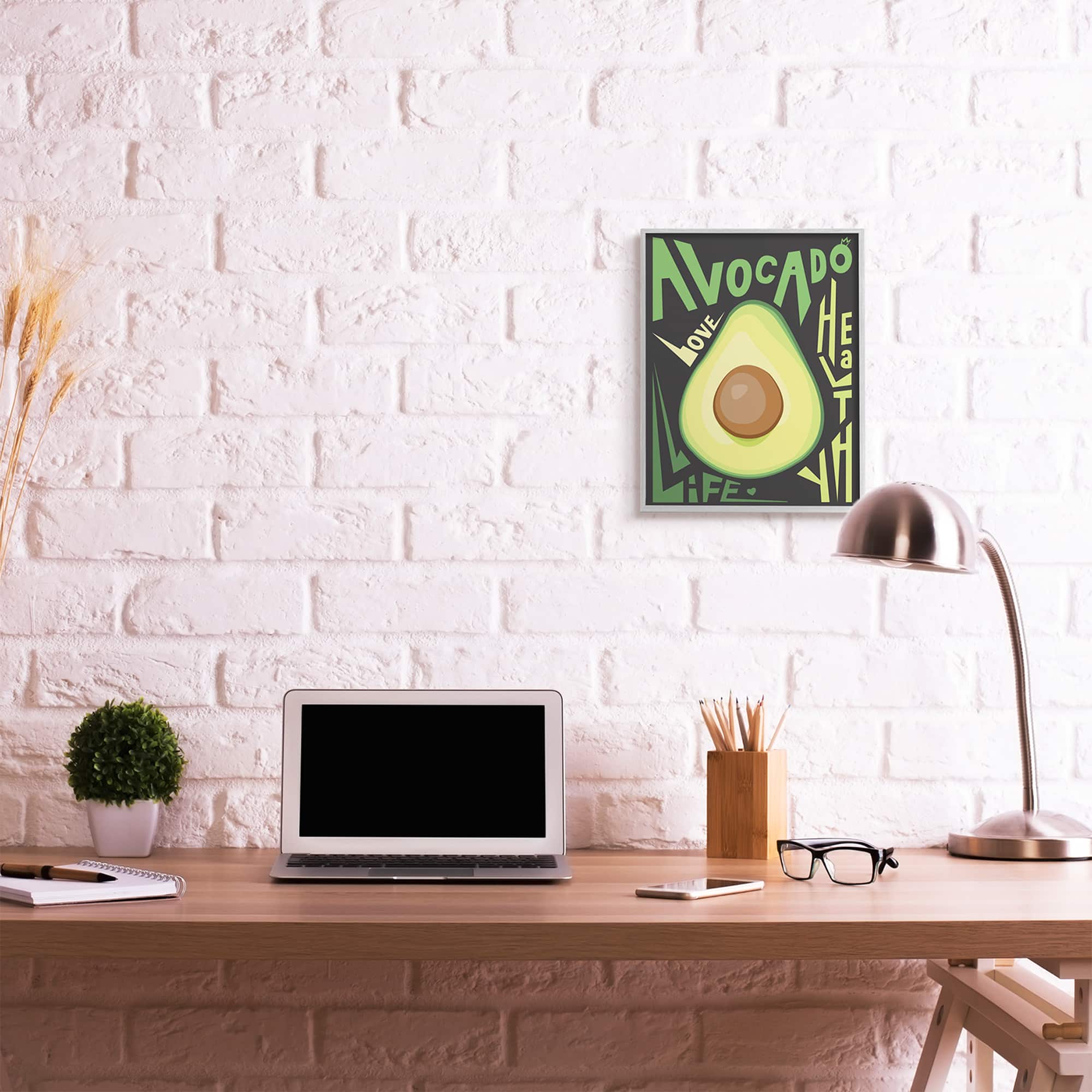 Stupell Industries Avocado Healthy Love Pop Wall Art in Gray Frame