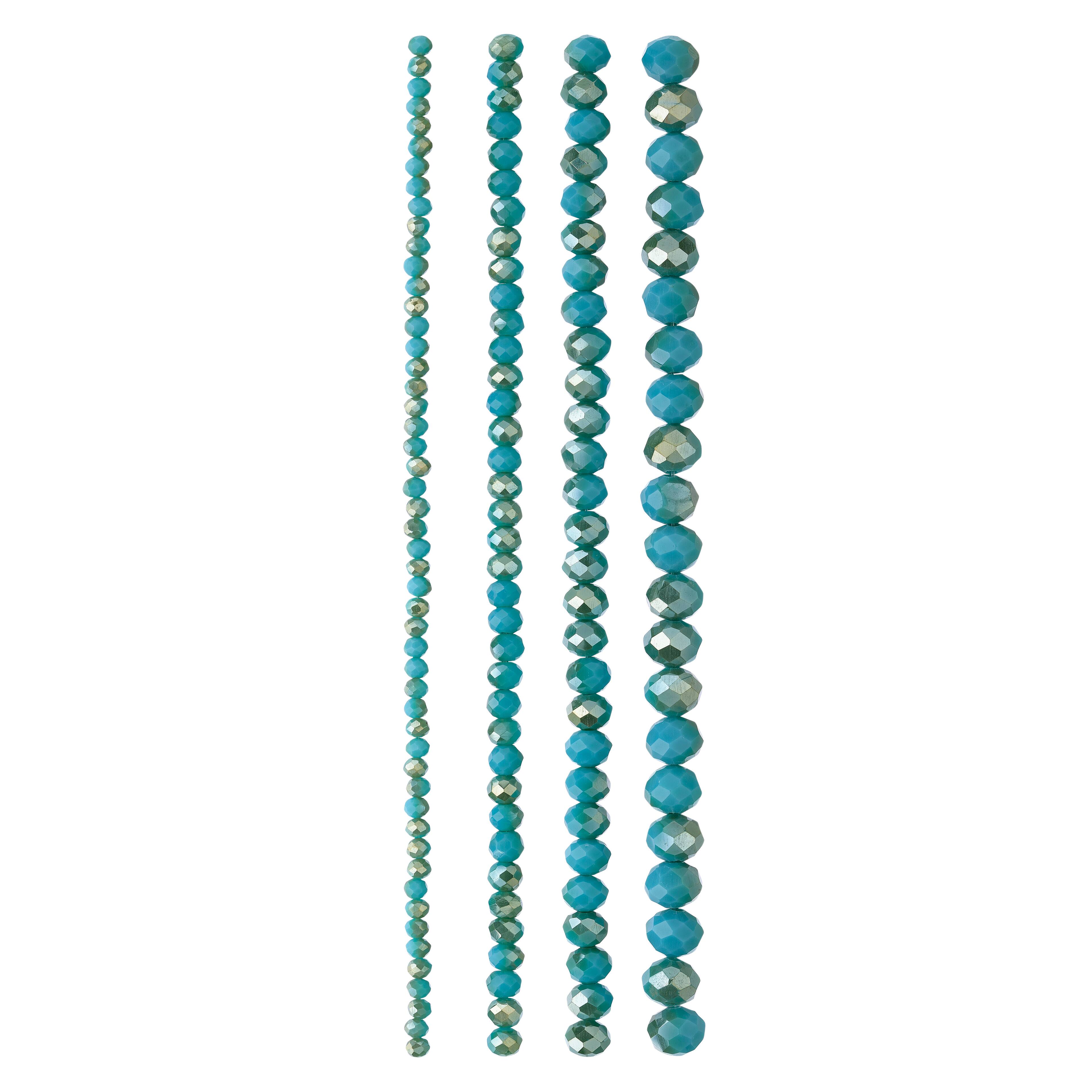 12 Pack: Aqua Faceted Glass Round Beads by Bead Landing™