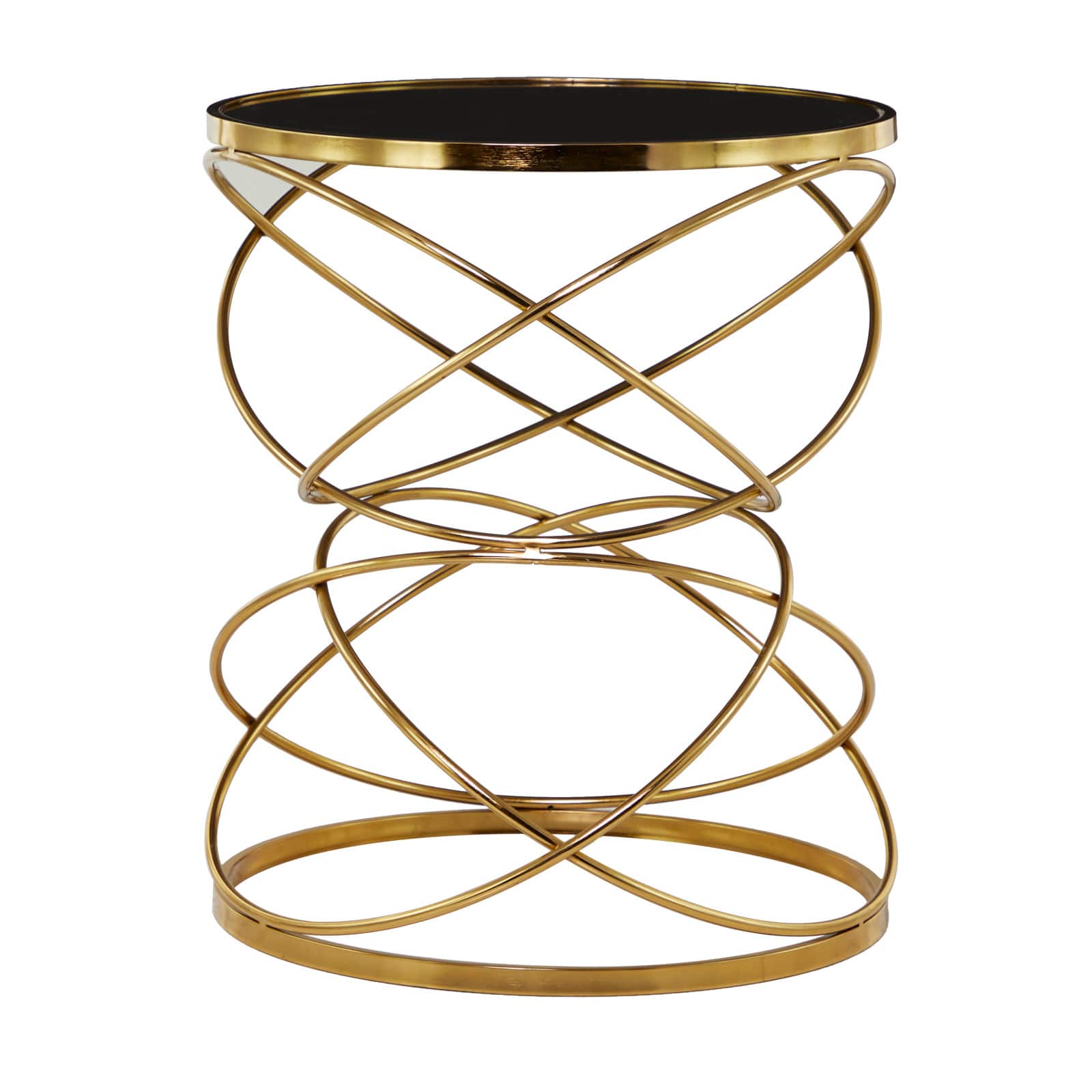 24" Open Ring Accent Table with Black Marble Top