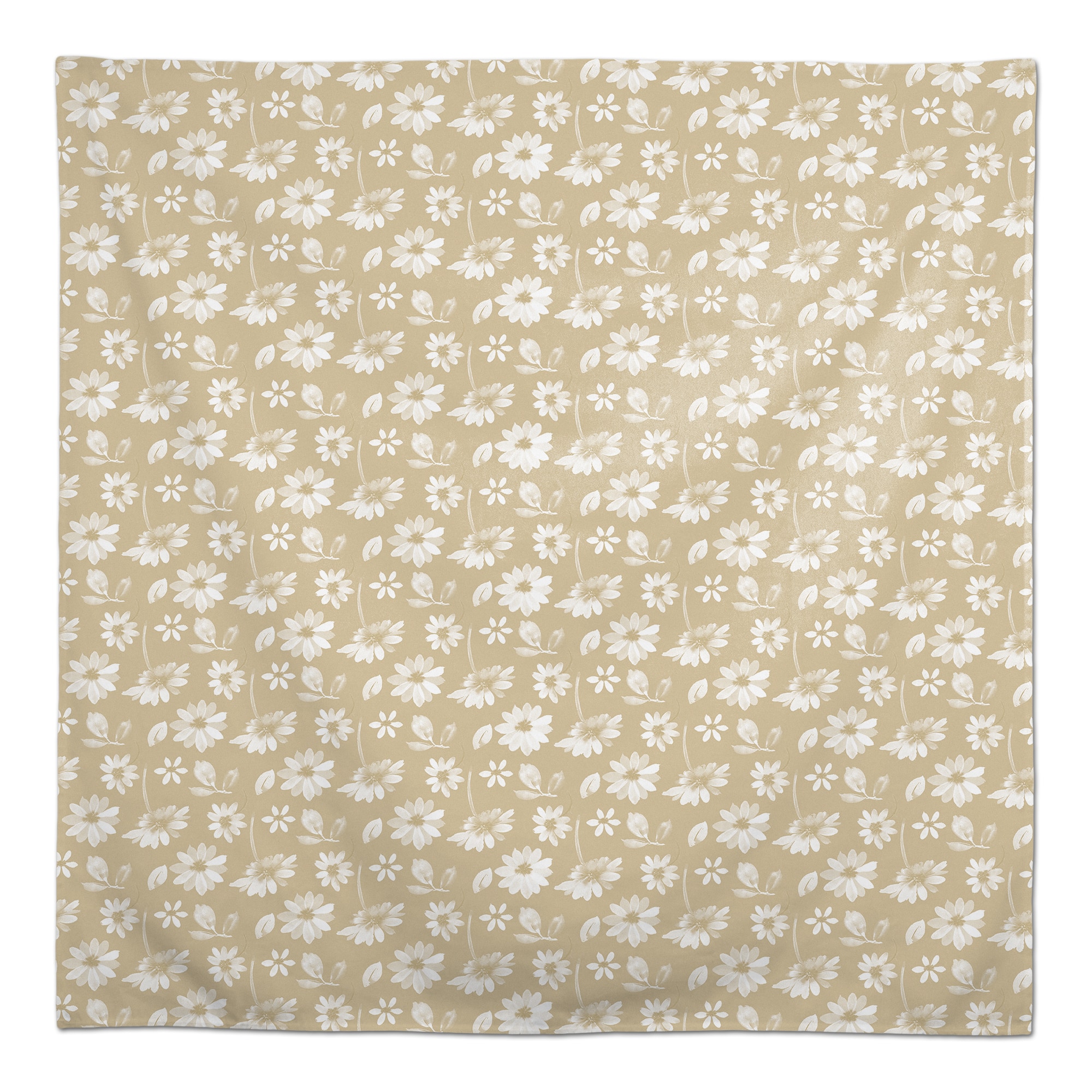 5ft. Tan & White Floral Tablecloth