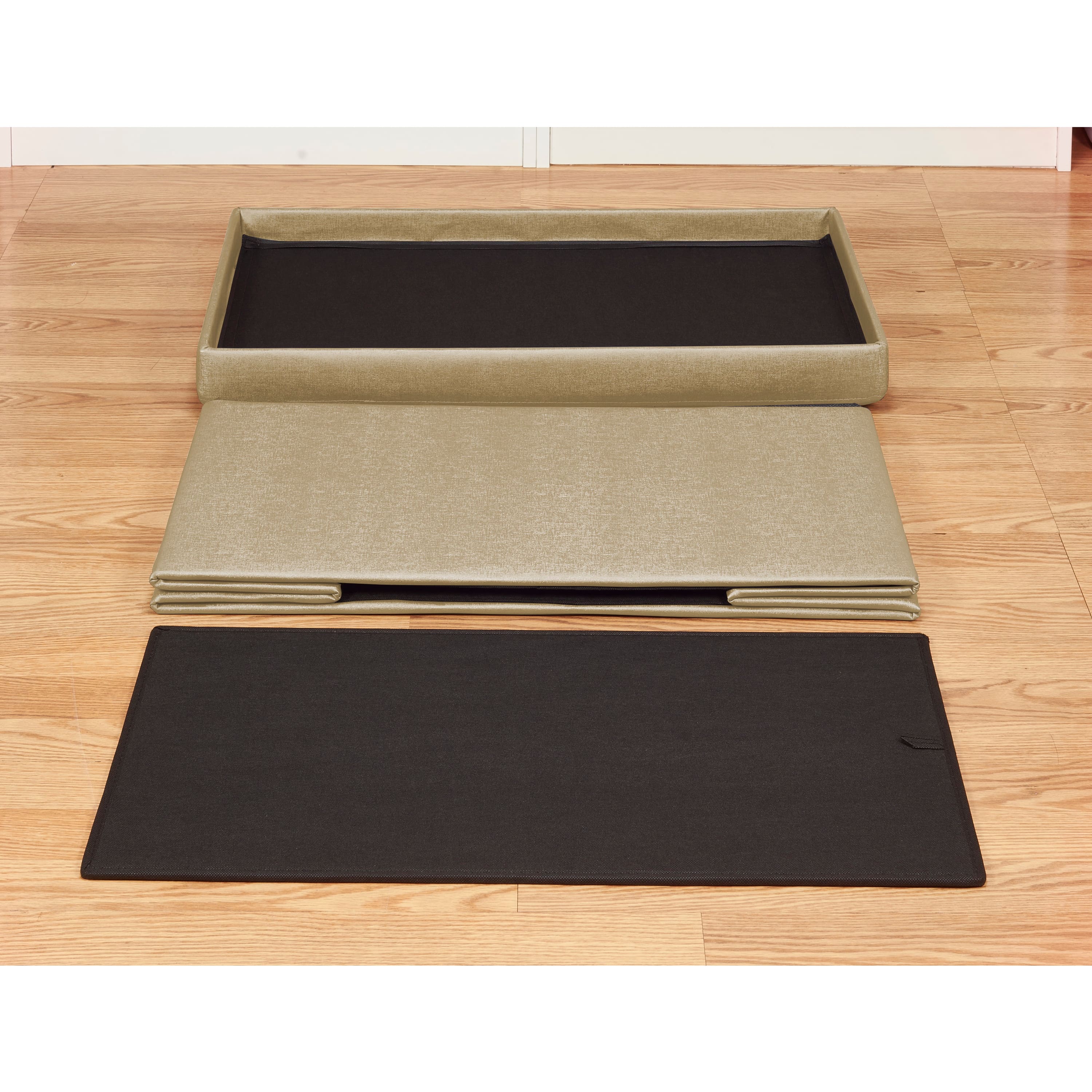 Simplify Metallic Gold Faux Leather Double Folding Storage Ottoman