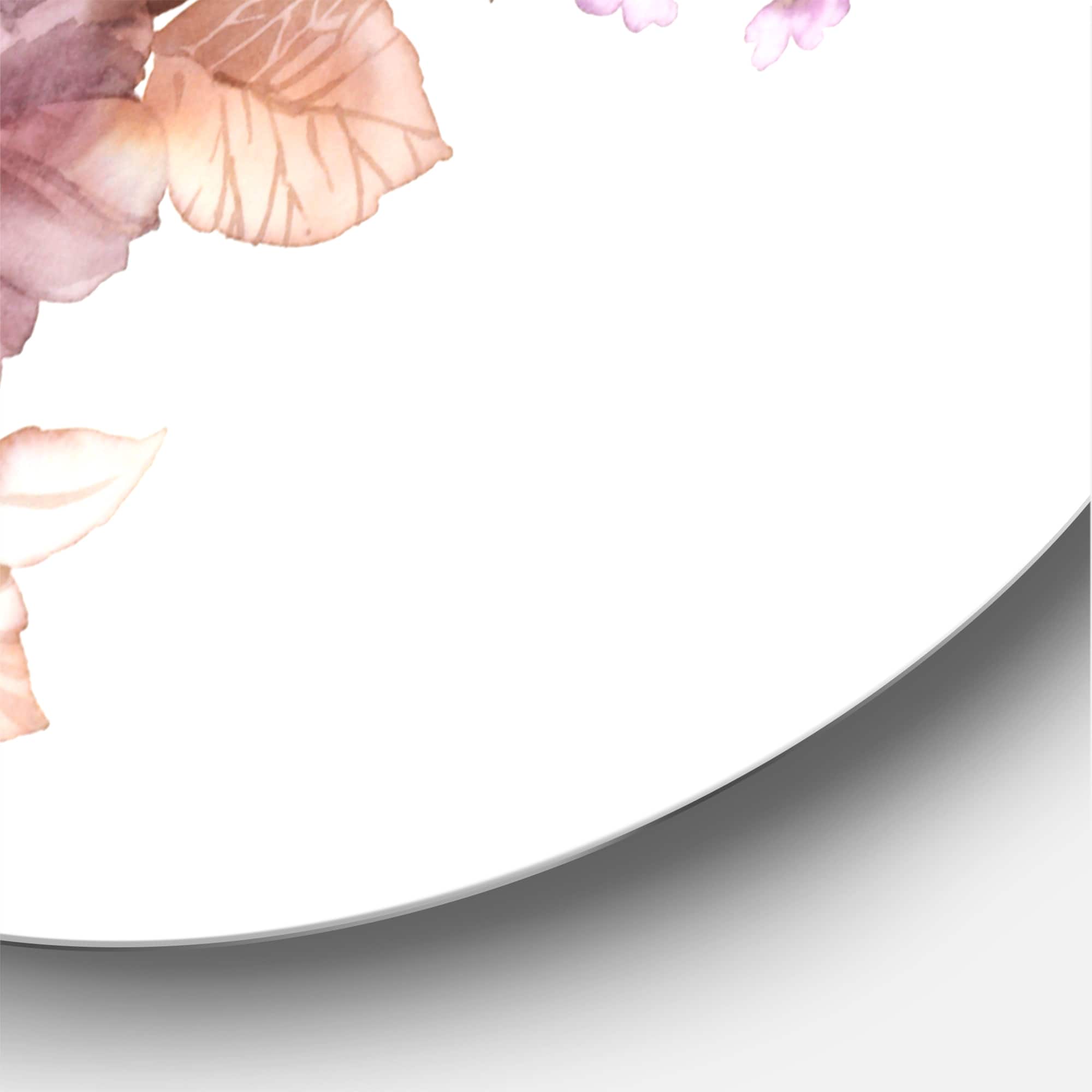 Designart - Purple Retro Flowers With Brown Leaves