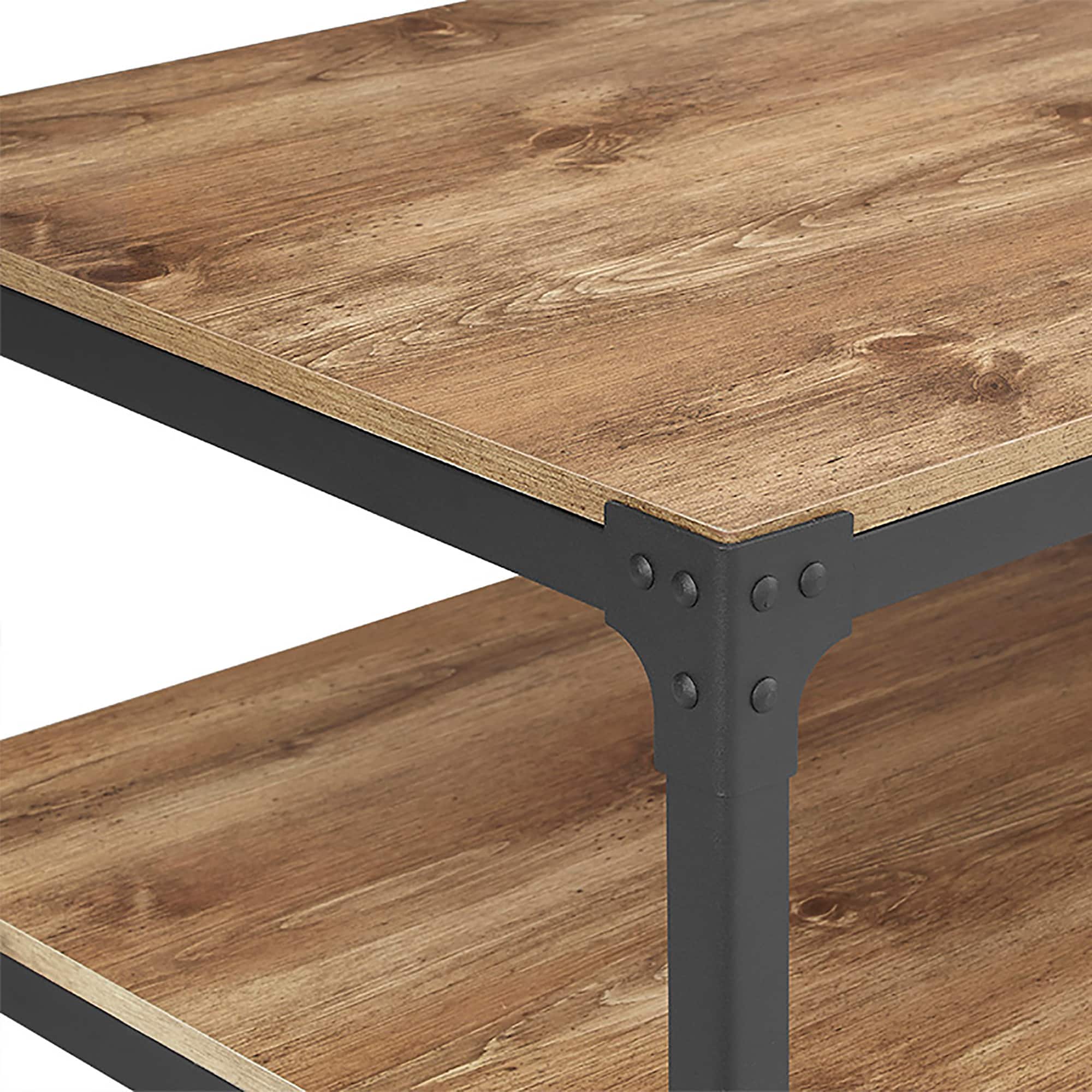 Walker Edison 48" Barnwood Angle Iron Coffee Table