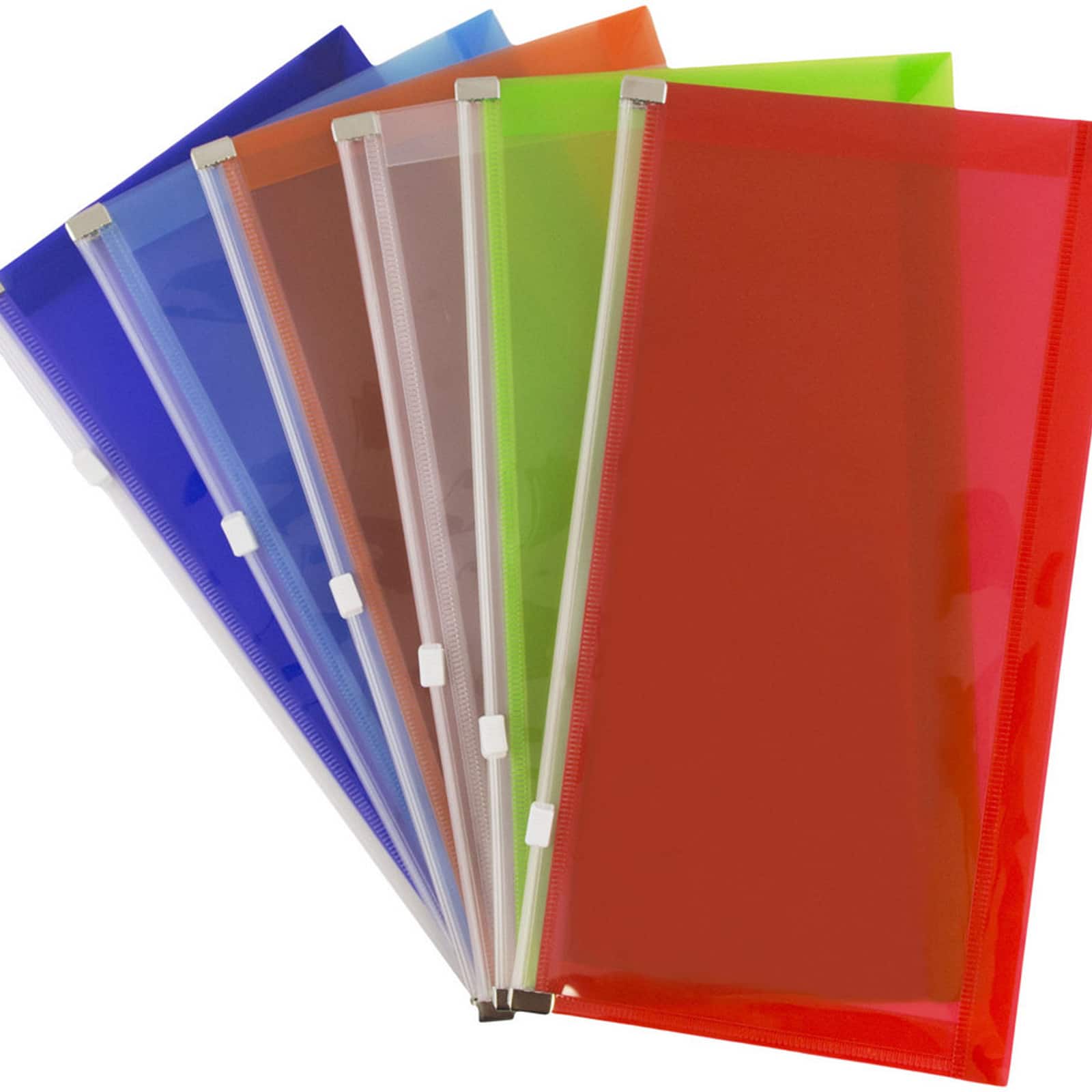 JAM Paper 5.25" x 10" Mixed Zip Closure Booklet Envelopes, 6ct.