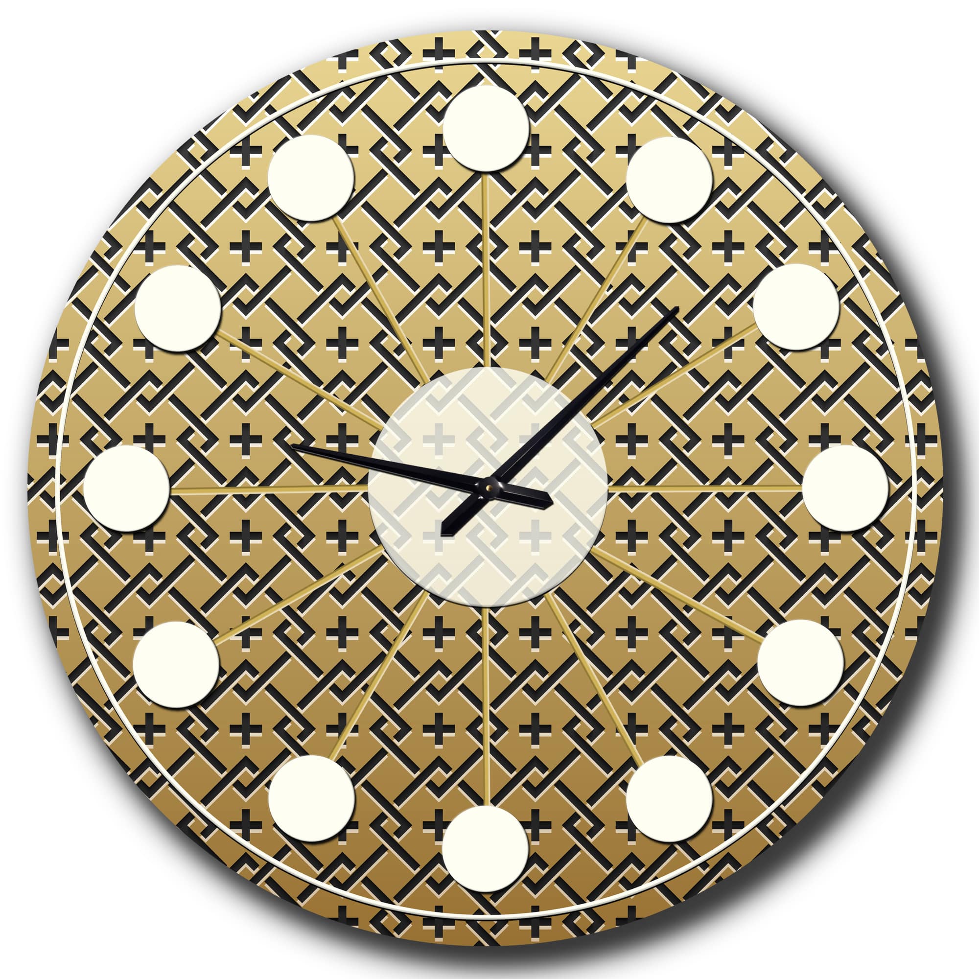 Designart 'Golden Luxury Metallic Geometrics Xviii Mid-Century Modern Wall Clock