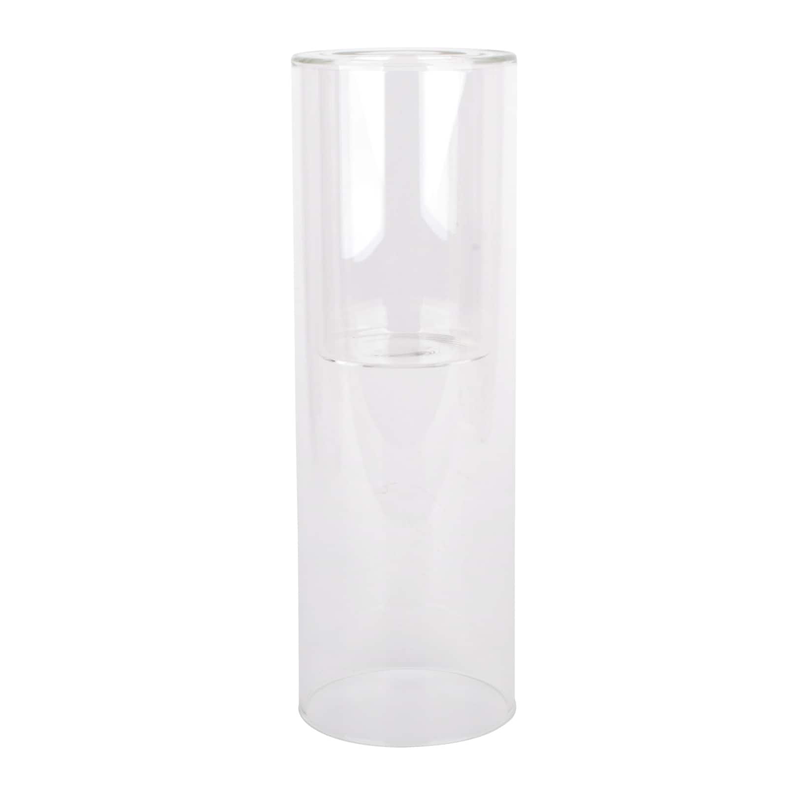 10" Clear Glass Dual Cylinder Candle Holder by Ashland®