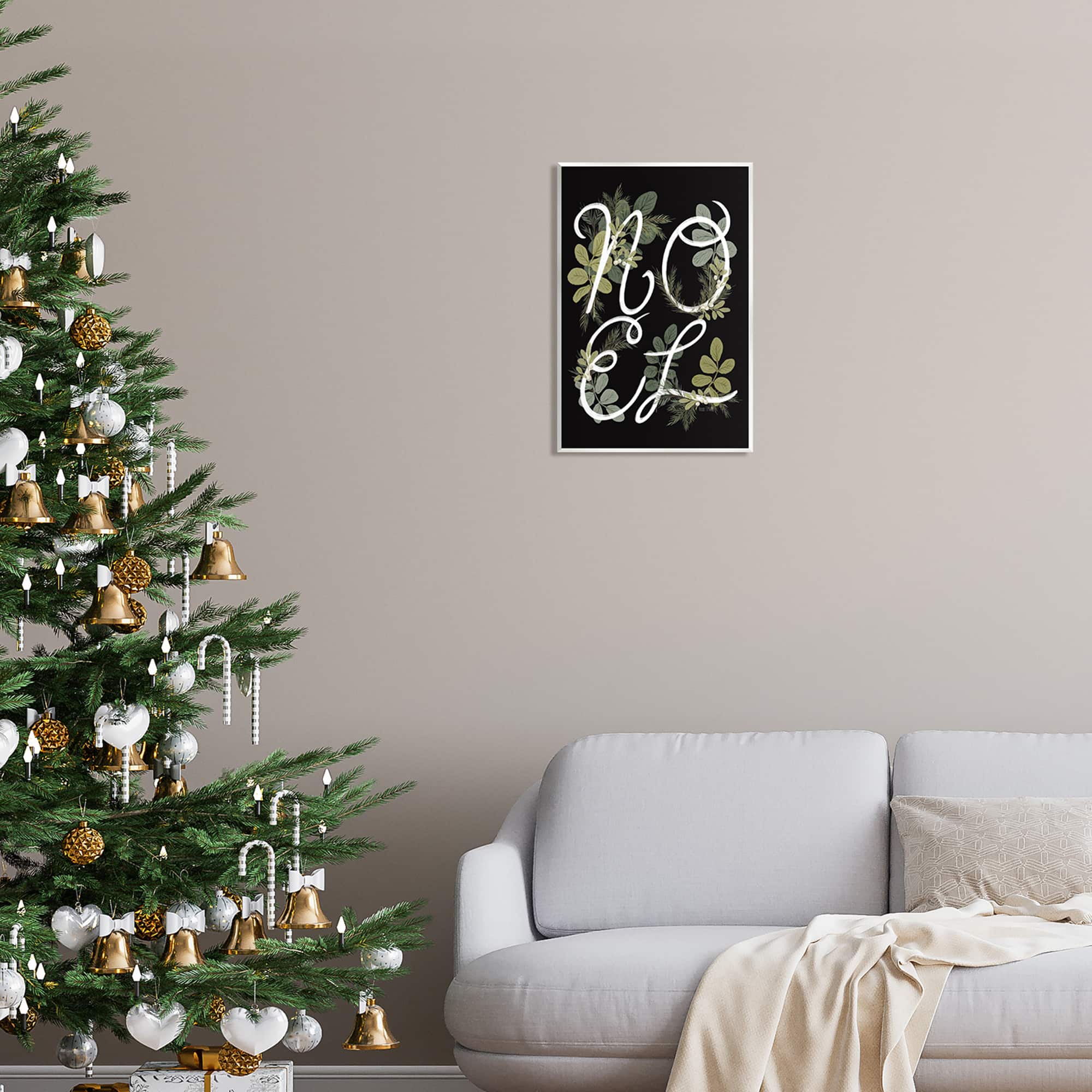 Stupell Industries Noel Intertwined Botanical Leaves Wall Plaque Art