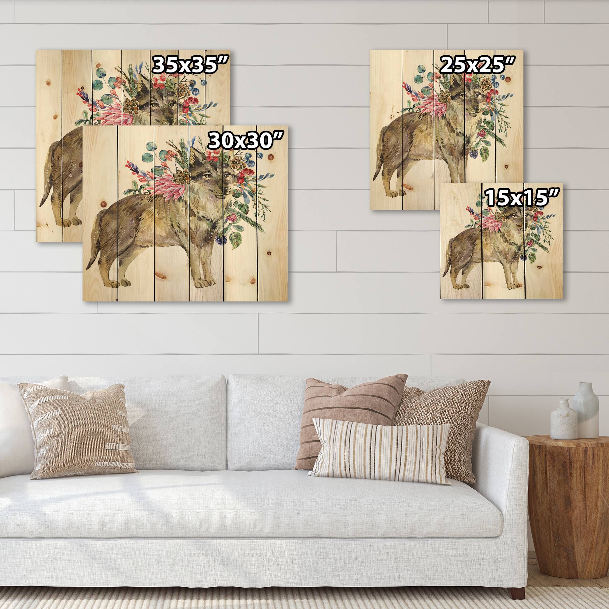 Designart - Wolf With Woodland Flowers