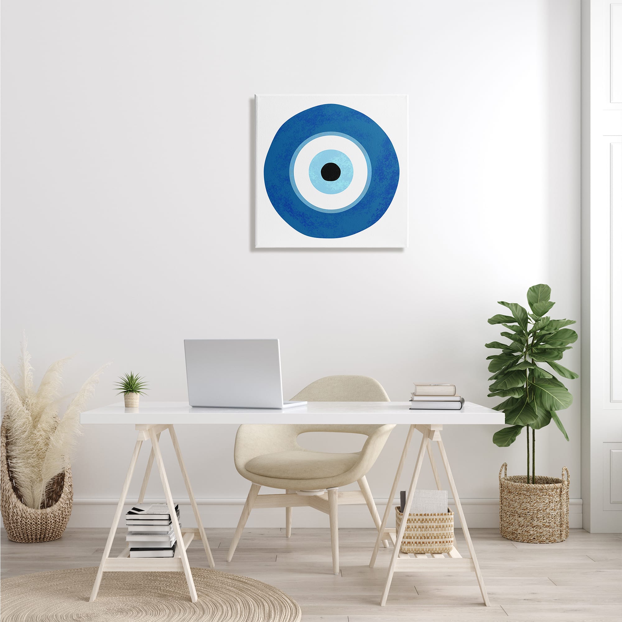 Stupell Industries Eye Centric Bold Blue Abstract Circular Dominant Shapes Canvas Wall Art