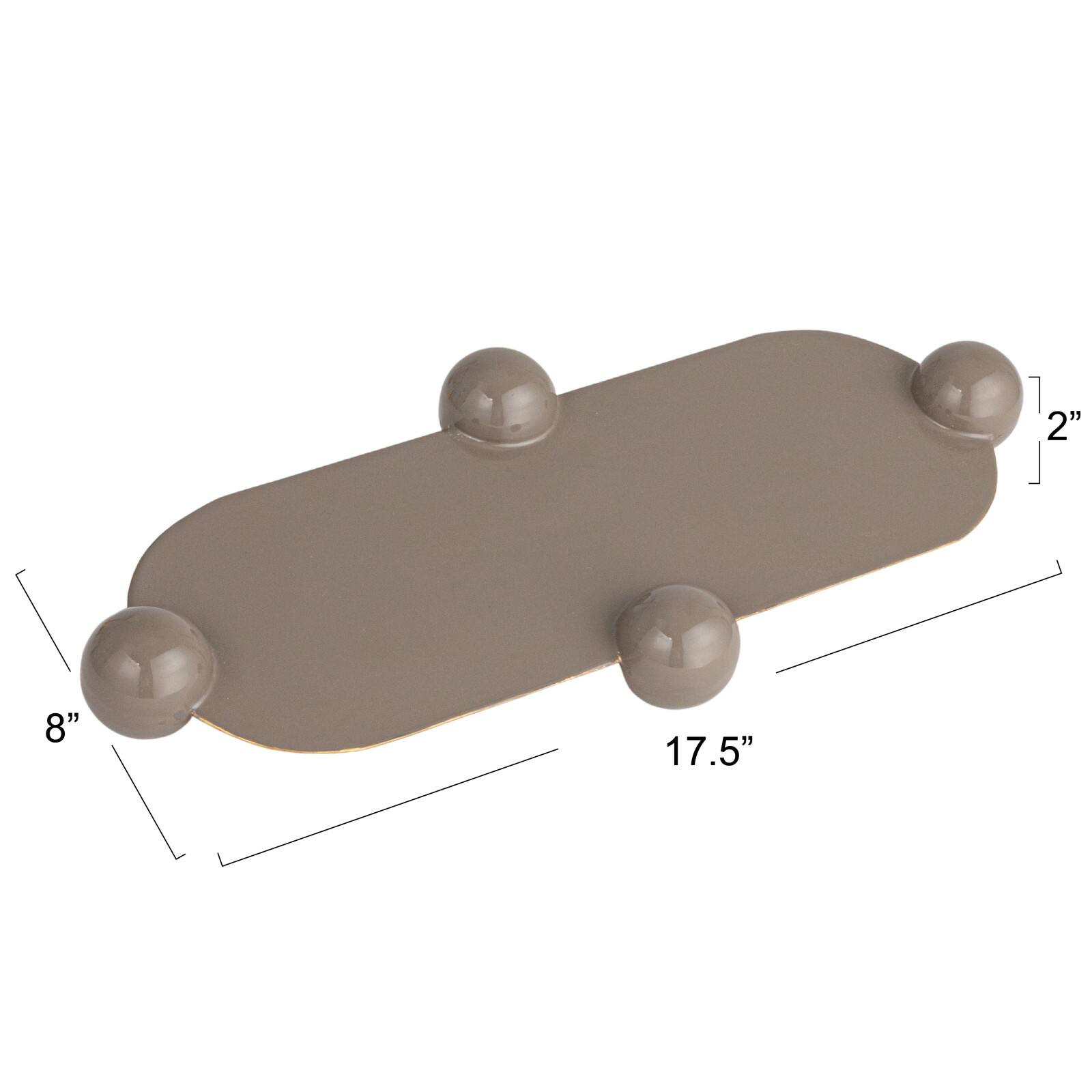 Hello Honey® 17.5" Gray Elegance Enamel Metal Tray with Ball Feet