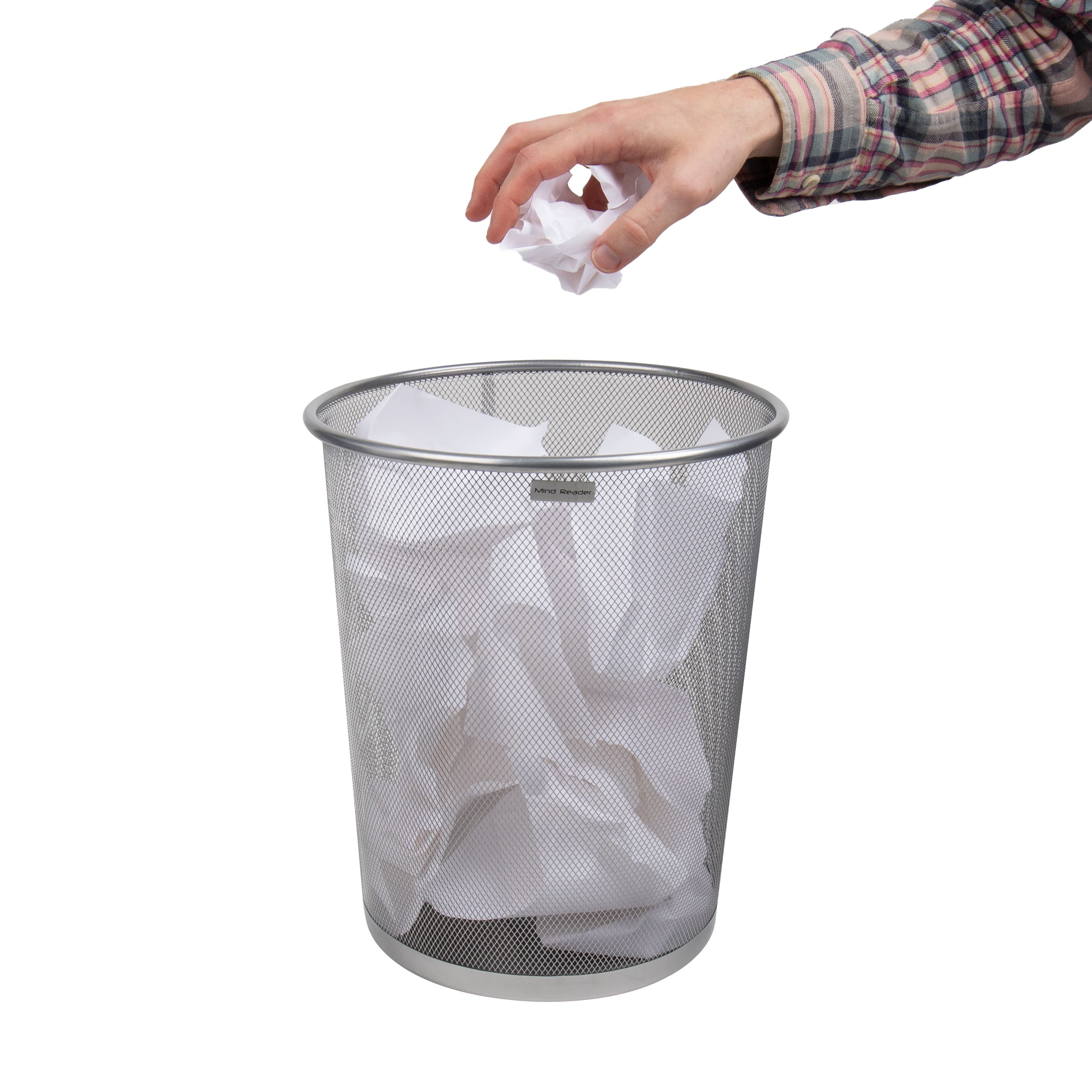Mind Reader 2 Piece Garbage Round Metal Mesh Waste Basket Recycling Bin