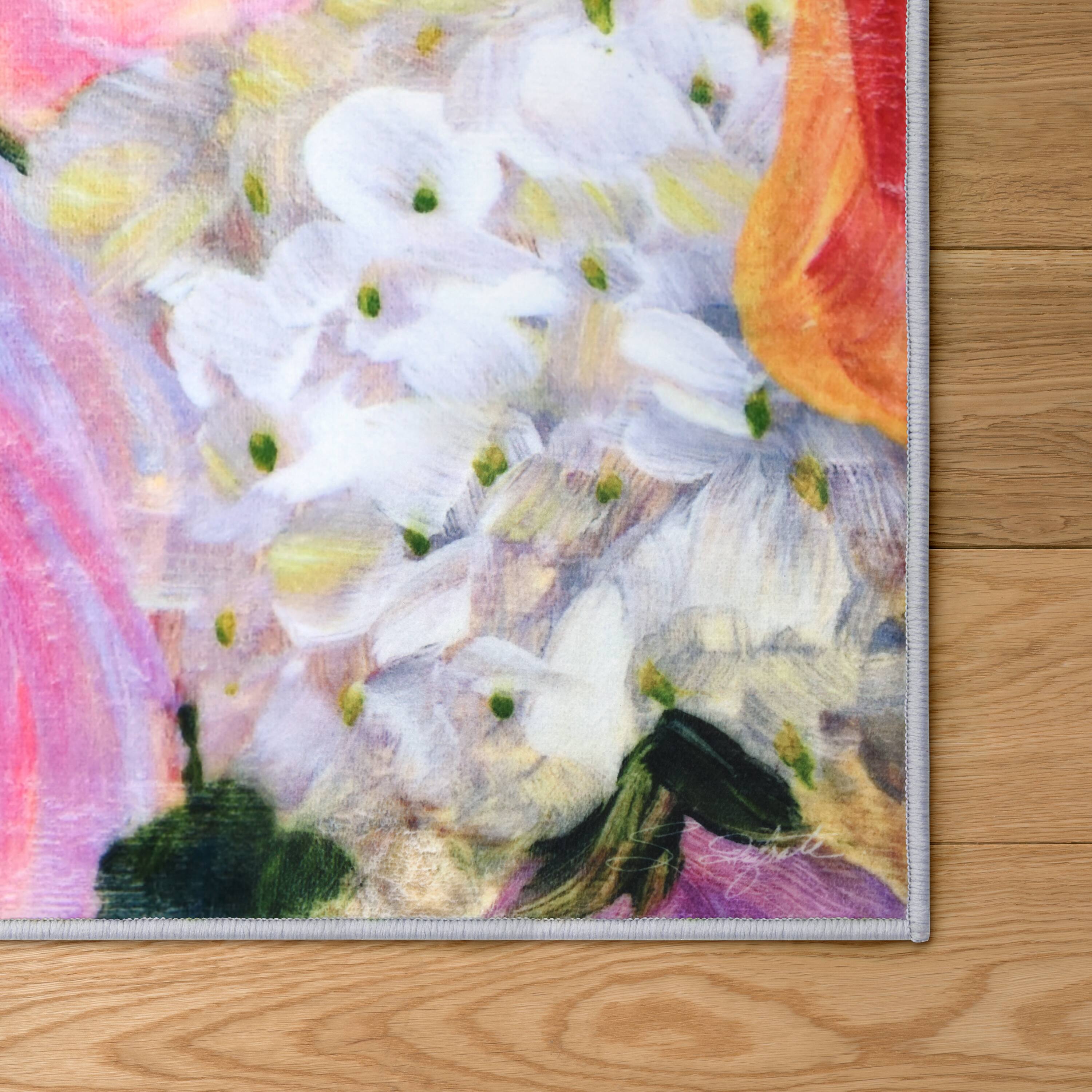 Empire Art Direct 5ft. x 7.5ft. Yellow & Violet Flowers I Washable Area Rug