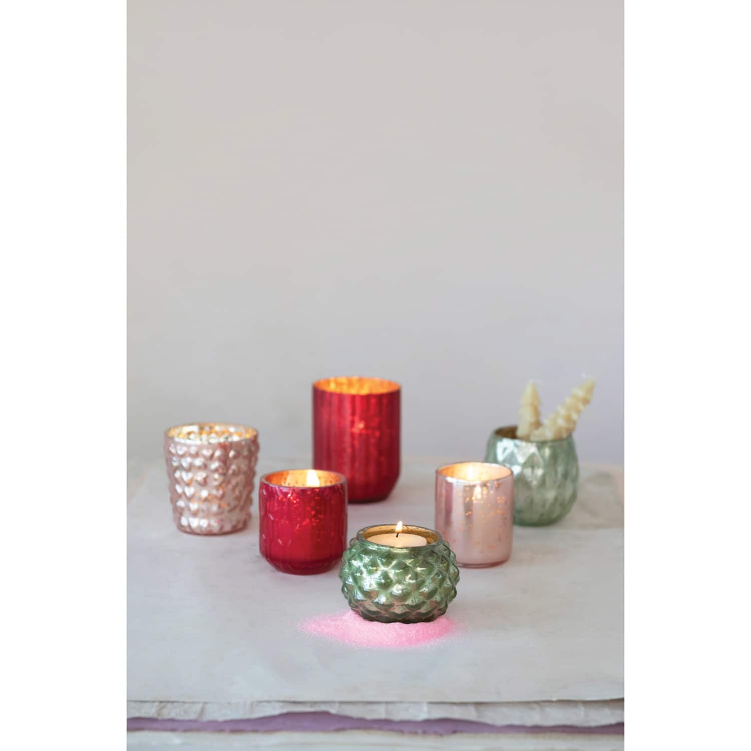 Hello Honey® Mercury Glass Votive Holder Set
