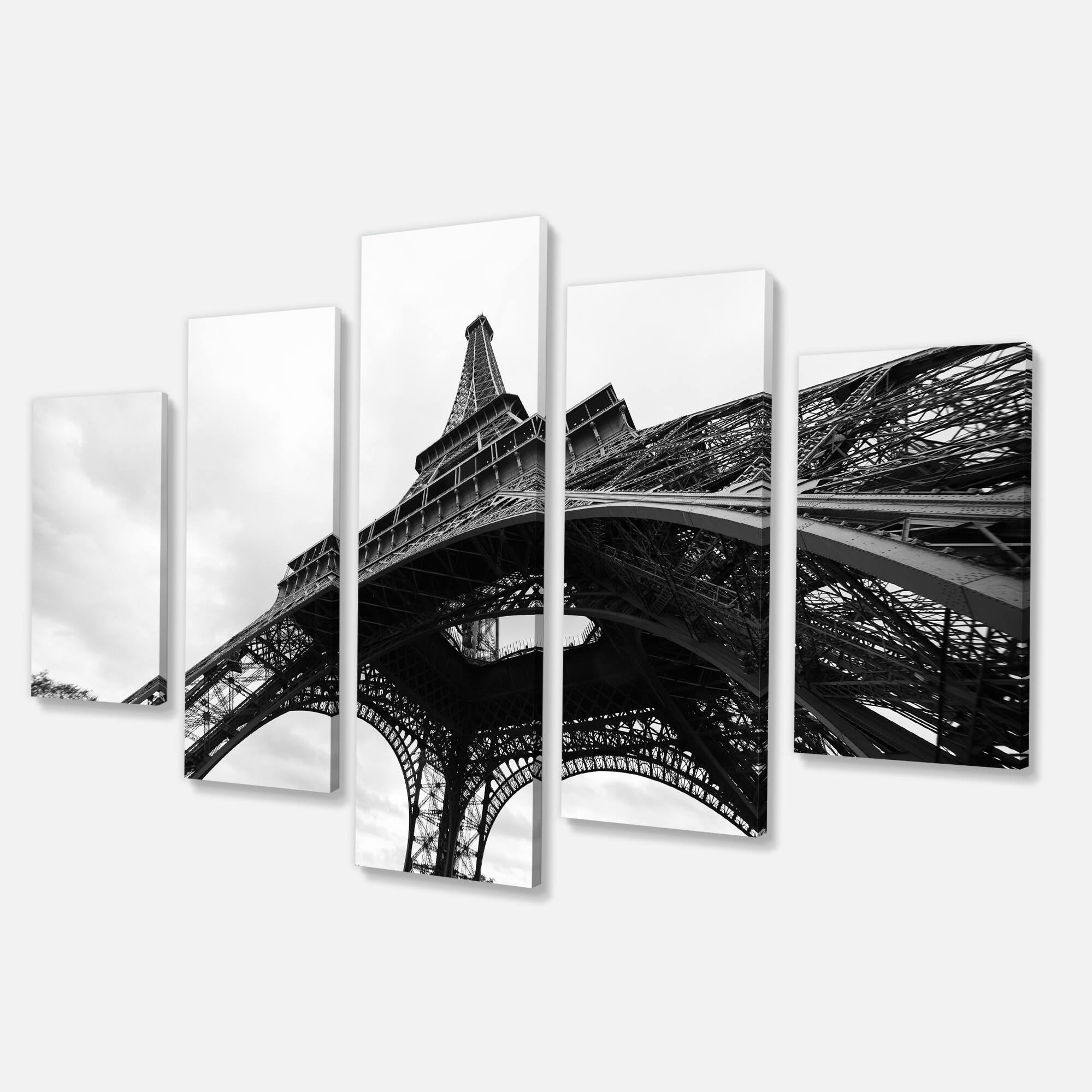Designart - Paris Paris Eiffel Towerin Black and White Side View - Cityscape Canvas Print