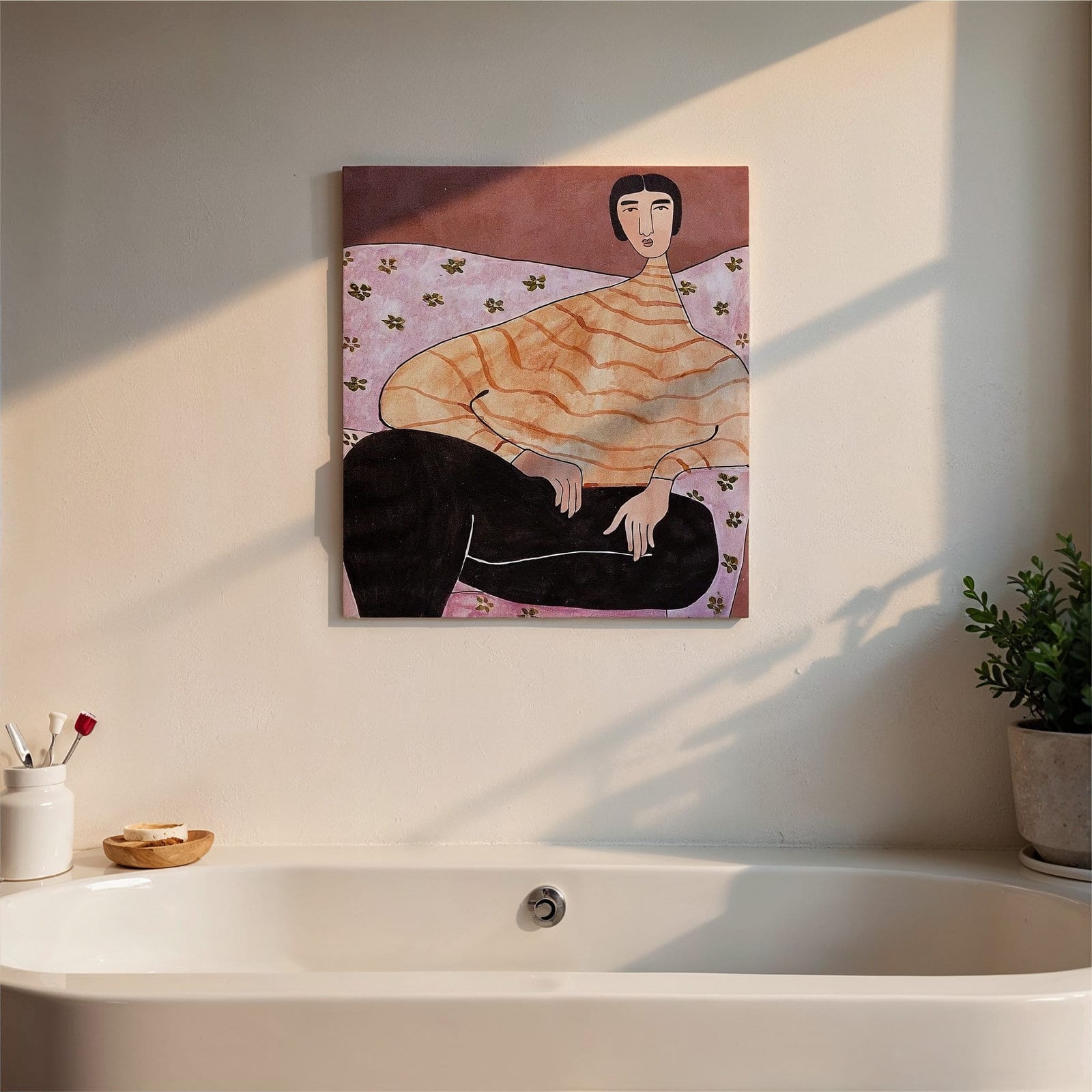Hello Honey® Sitting Figure Hand-Painted Canvas Wall Décor
