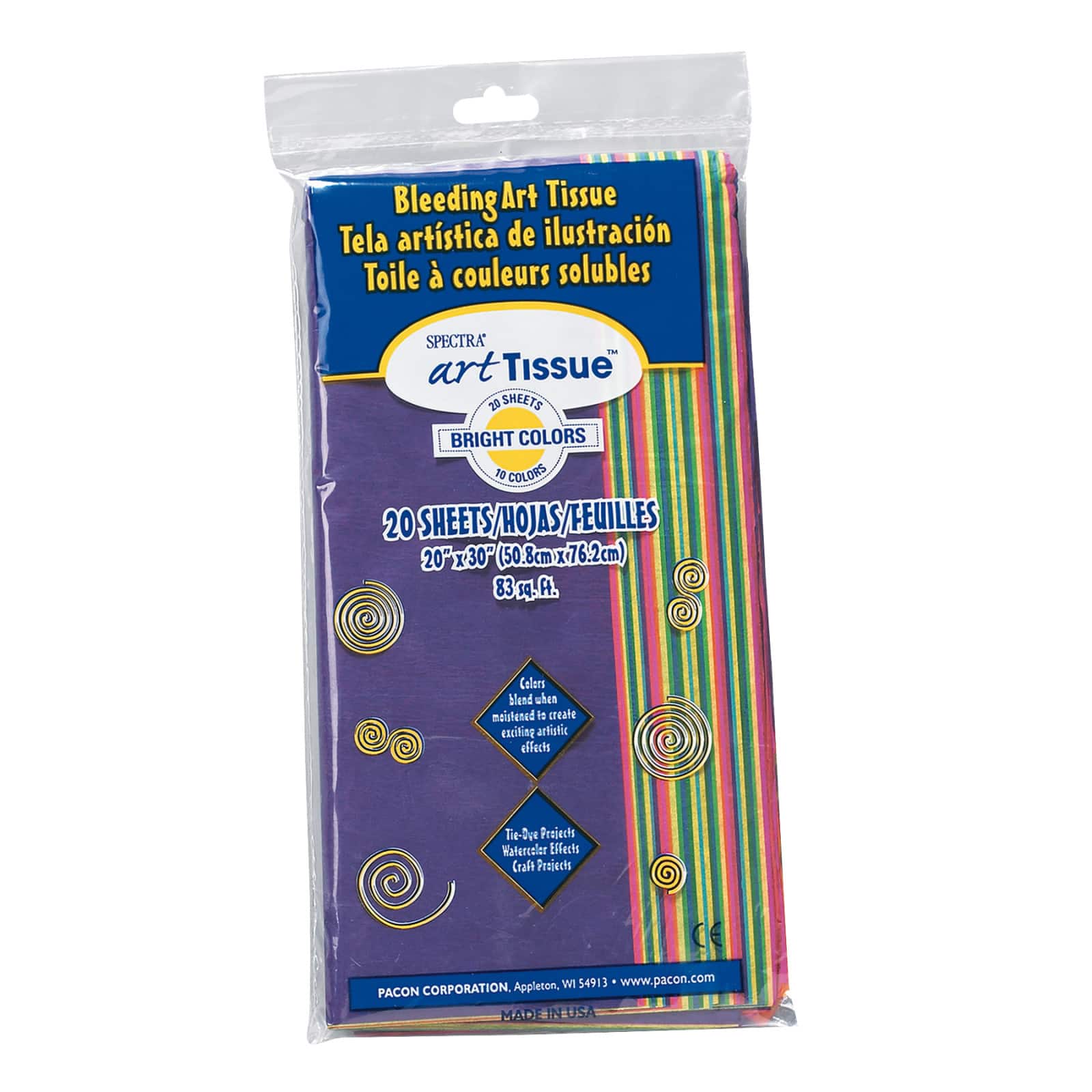 Spectra® Deluxe Bleeding Art Tissue™ Bright Color Sheets, 20ct.