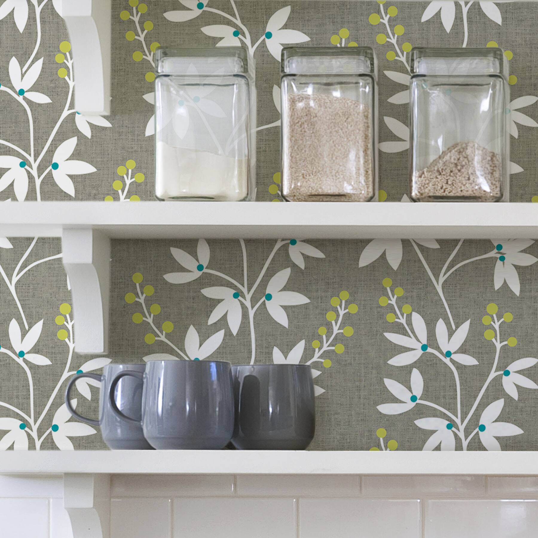 NuWallpaper Taupe & Lime Fairfield Peel & Stick Wallpaper