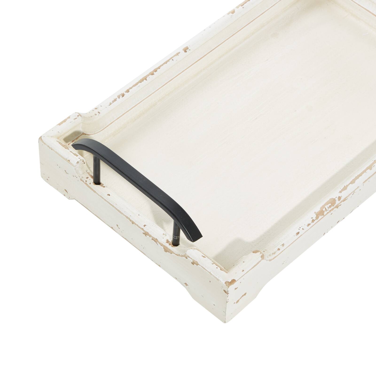 White Wood Traditional Tray Set