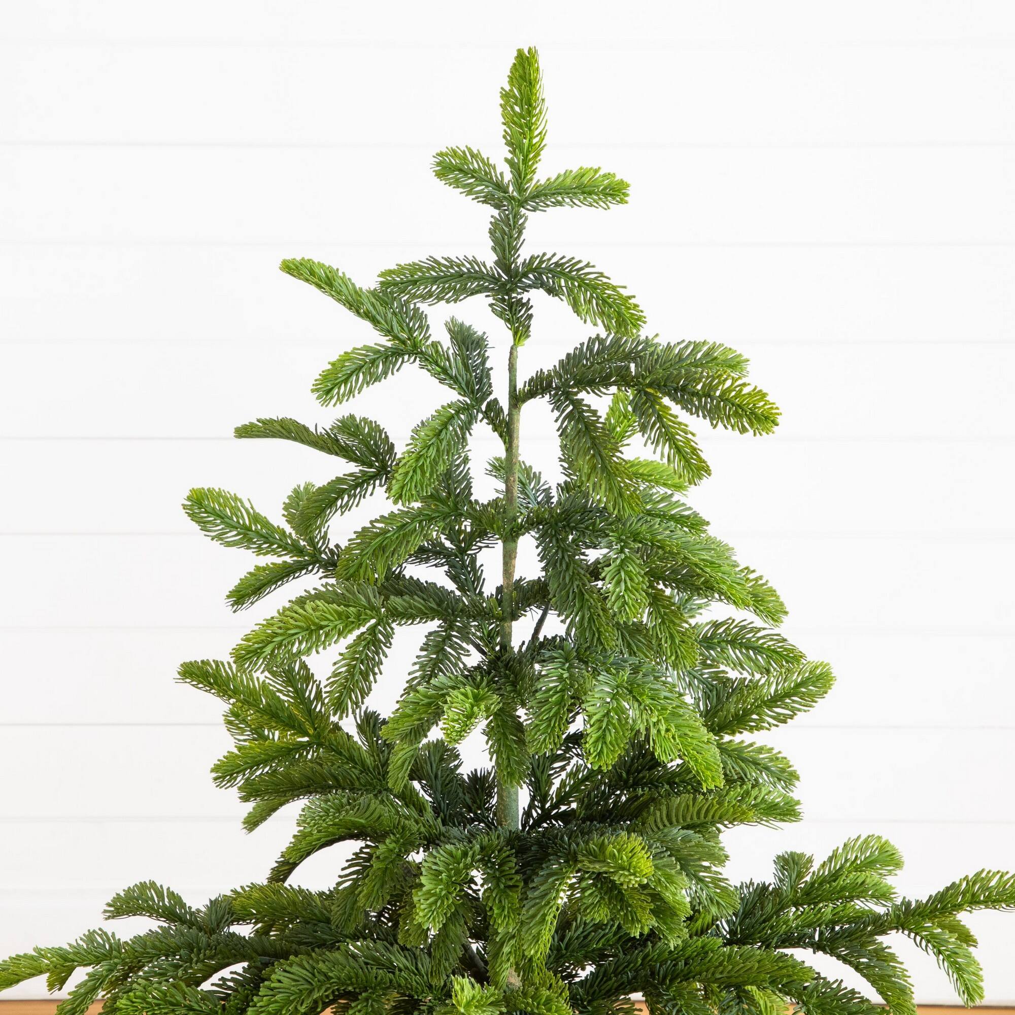 Nearly Natural 4ft. Unlit Artificial Real Touch Fir Christmas Tree in White Decorative Planter