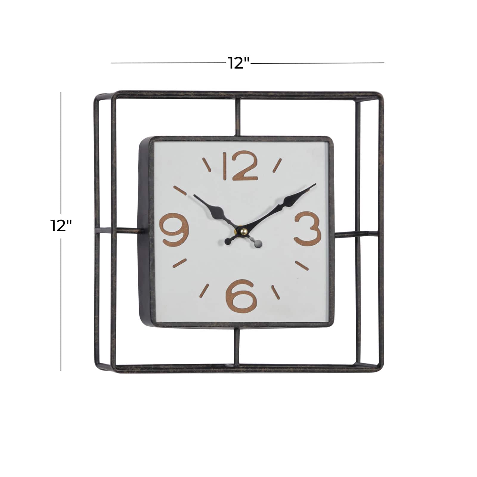 Black Contemporary Metal Wall Clock, 12" x 12"