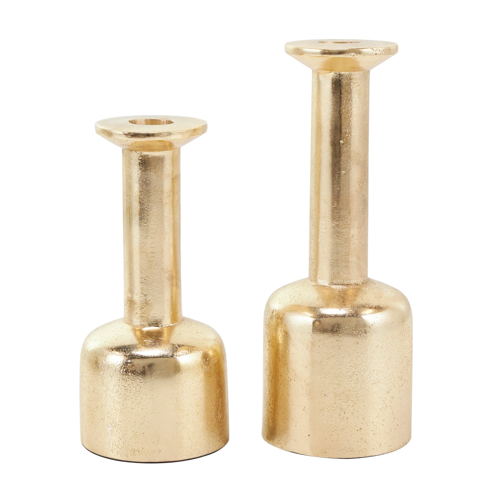 Gold Aluminum Taper Candle Holder with Rounded Bases Set